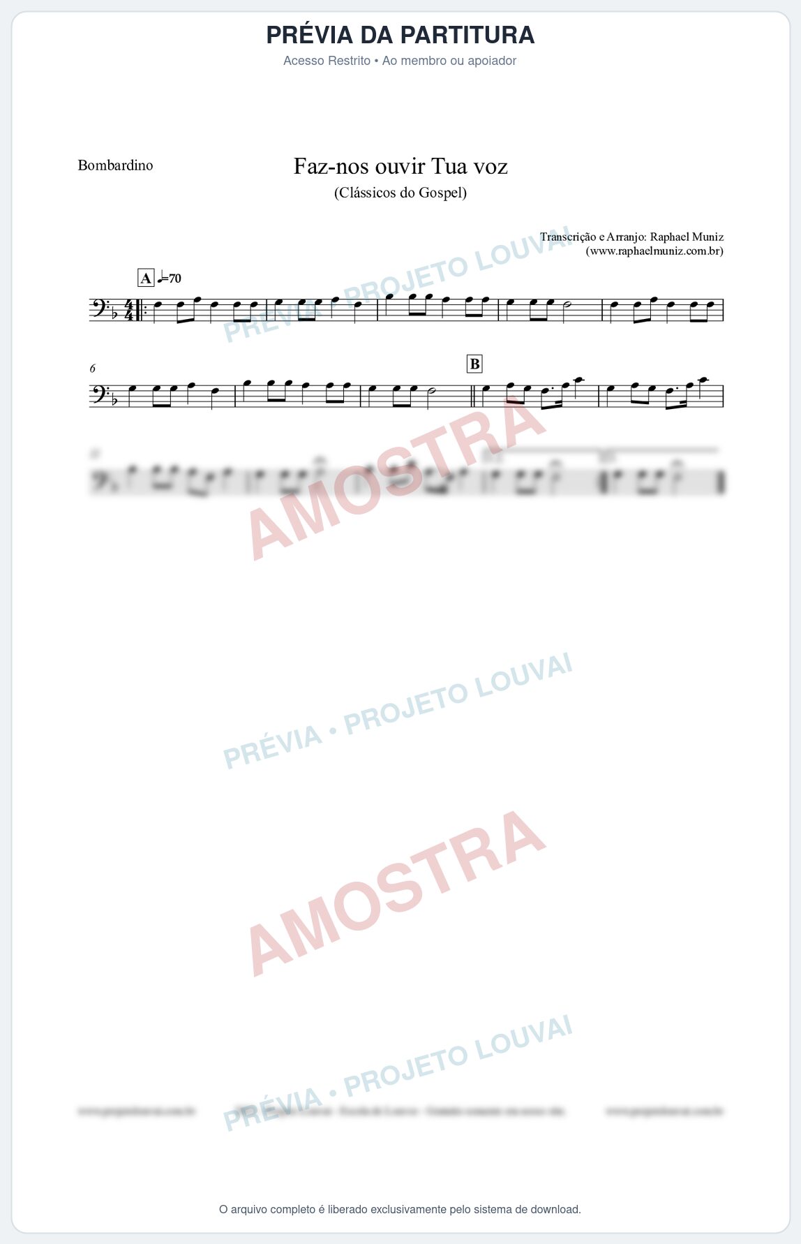 Prévia protegida da primeira página da partitura Partitura para Bombardino - Faz-nos ouvir Tua voz - CCB nº3 - Clássicos do Gospel
