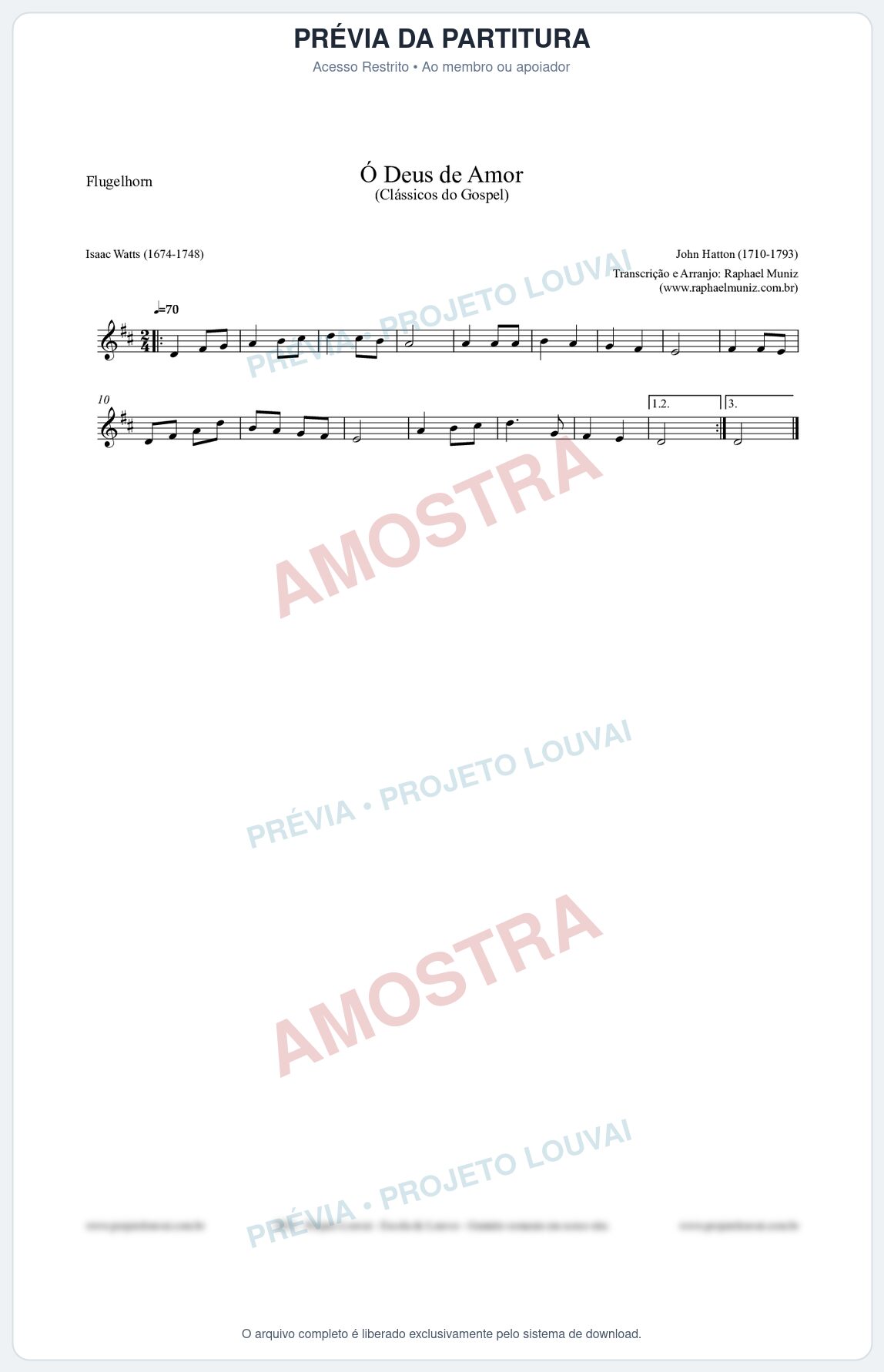 Prévia protegida da primeira página da partitura Partitura para Flugelhorn - Ó Deus de Amor - HA nº1 - Clássicos do Gospel