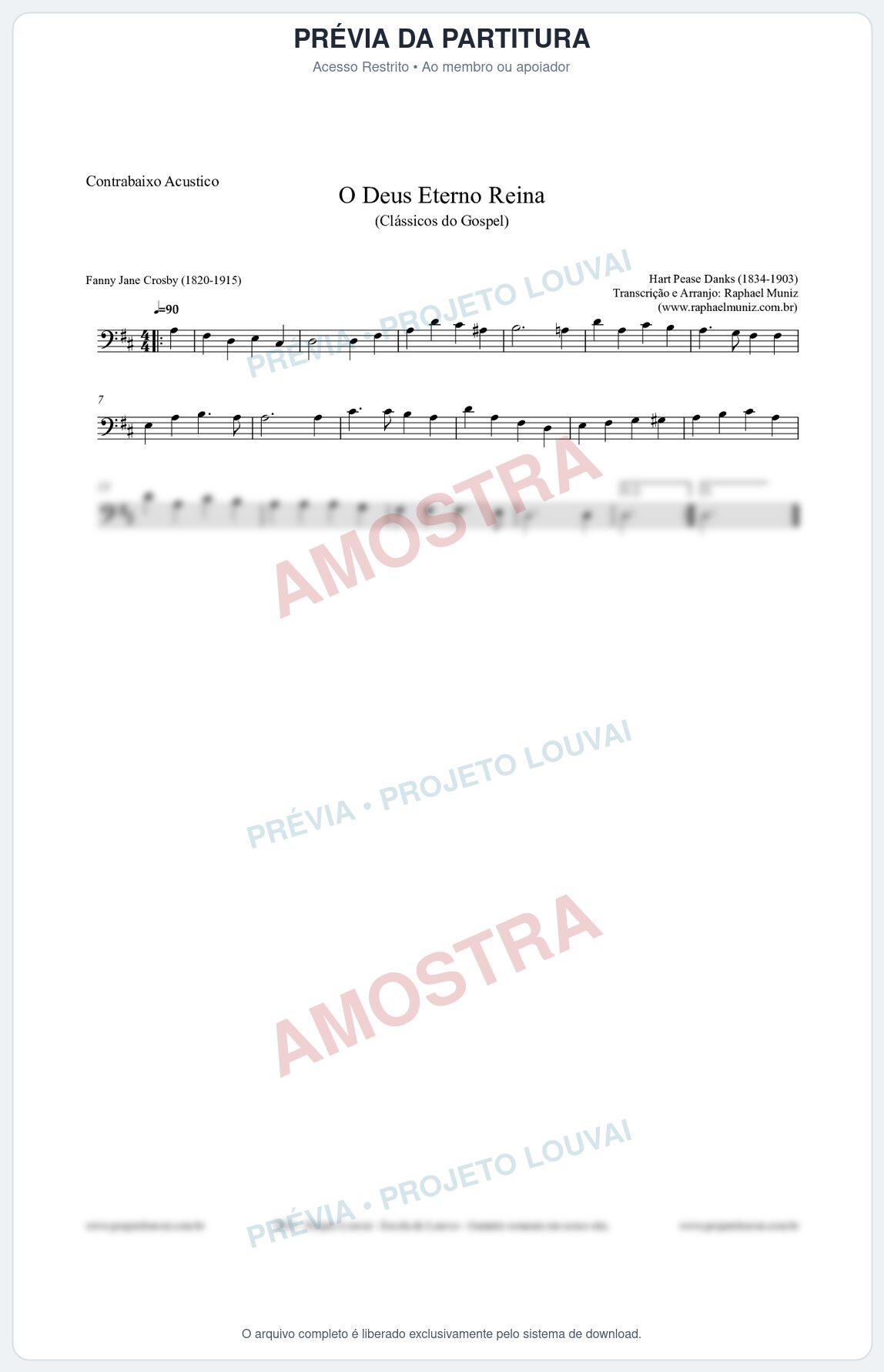 Prévia protegida da primeira página da partitura Partitura para Contrabaixo Acústico - O Deus Eterno Reina - HA nº3 - Clássicos do Gospel