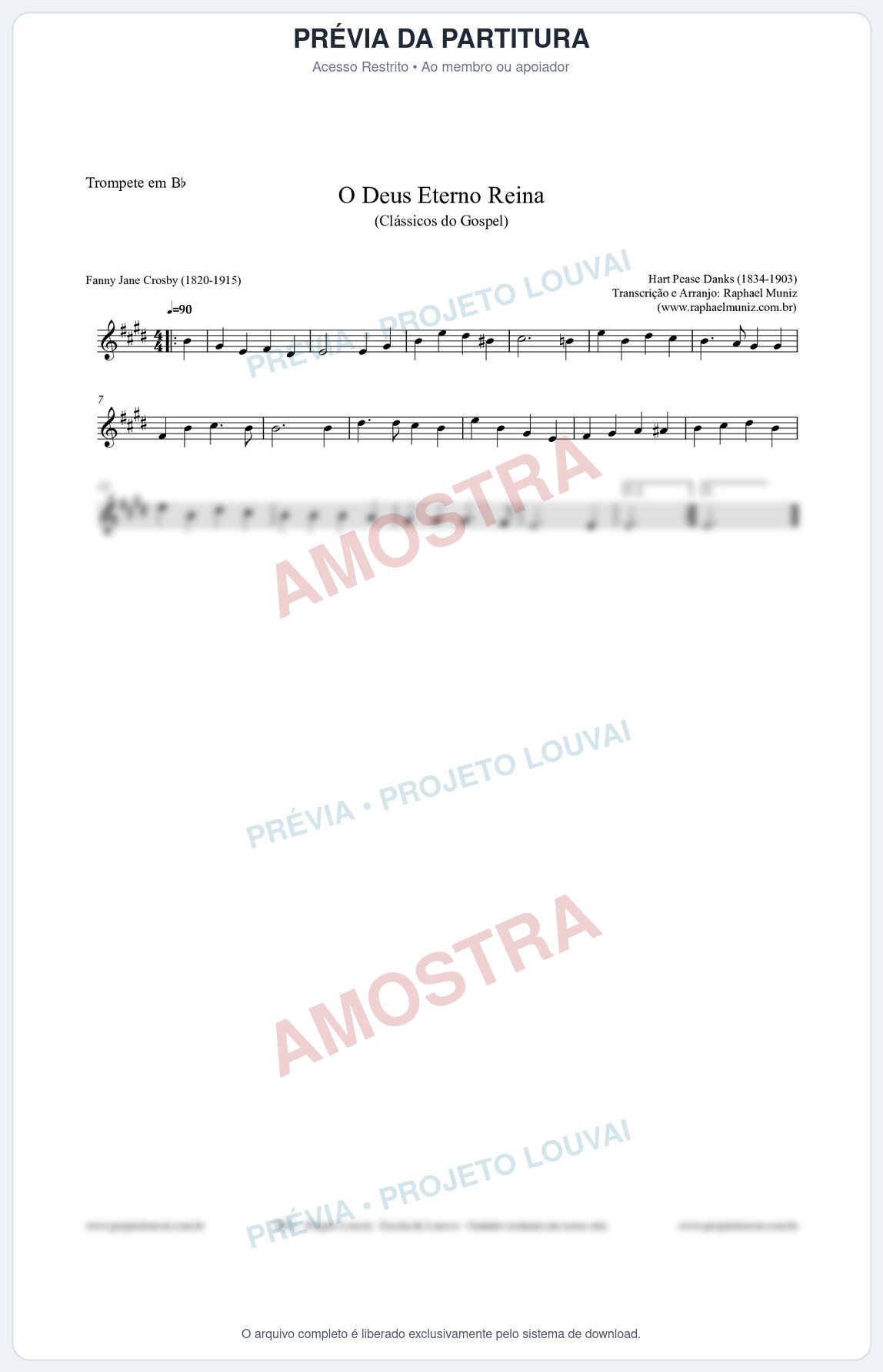 Prévia protegida da primeira página da partitura Partitura para Trompete em Bb - O Deus Eterno Reina - HA nº3 - Clássicos do Gospel