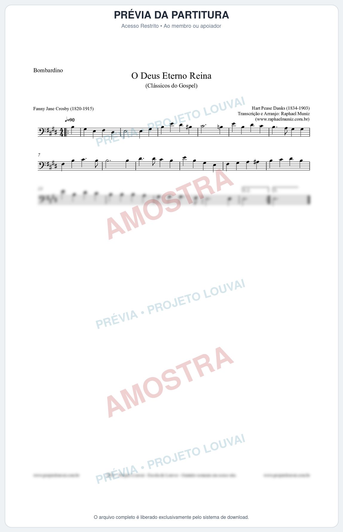 Prévia protegida da primeira página da partitura Partitura para Bombardino - O Deus Eterno Reina - HA nº3 - Clássicos do Gospel