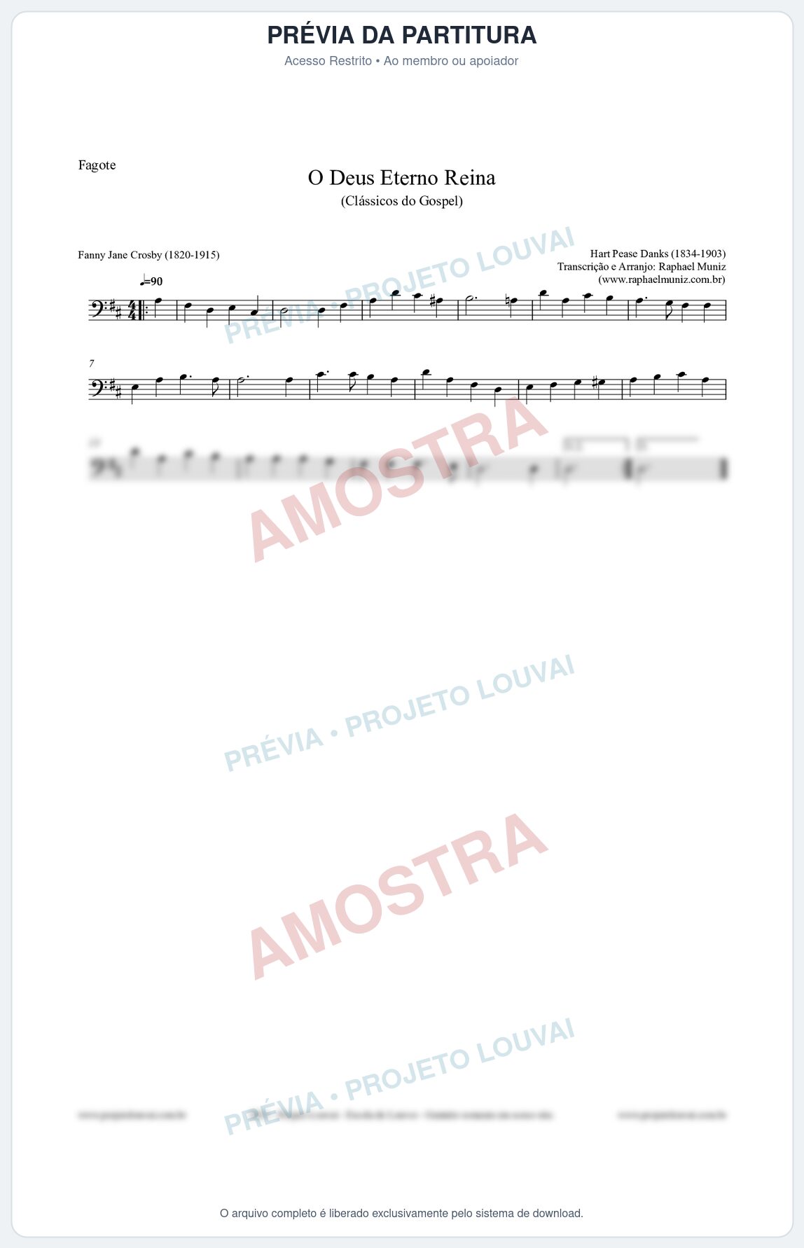 Prévia protegida da primeira página da partitura Partitura para Fagote - O Deus Eterno Reina - HA nº3 - Clássicos do Gospel
