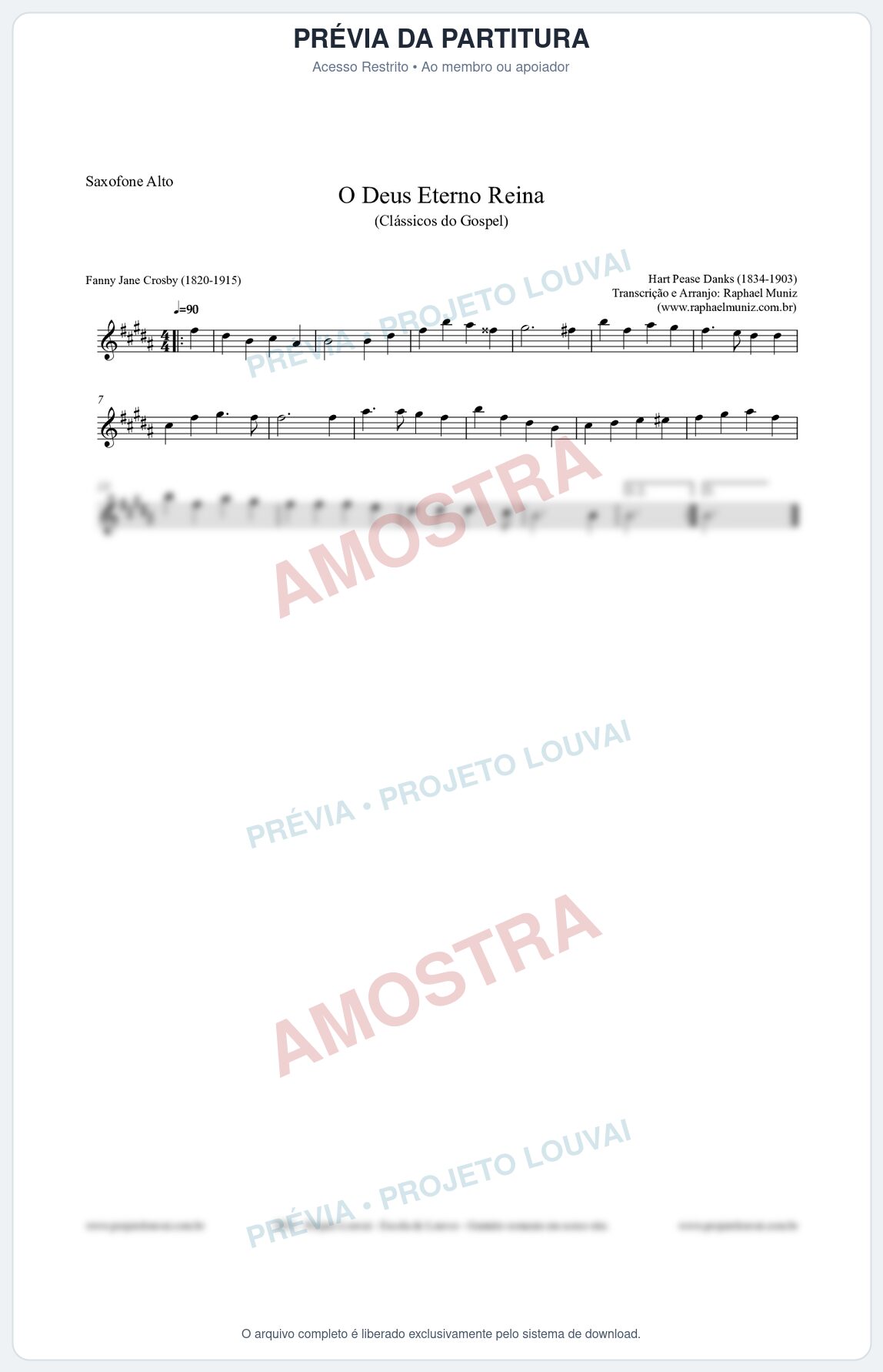 Prévia protegida da primeira página da partitura Partitura para Saxofone Alto - O Deus Eterno Reina - HA nº3 - Clássicos do Gospel