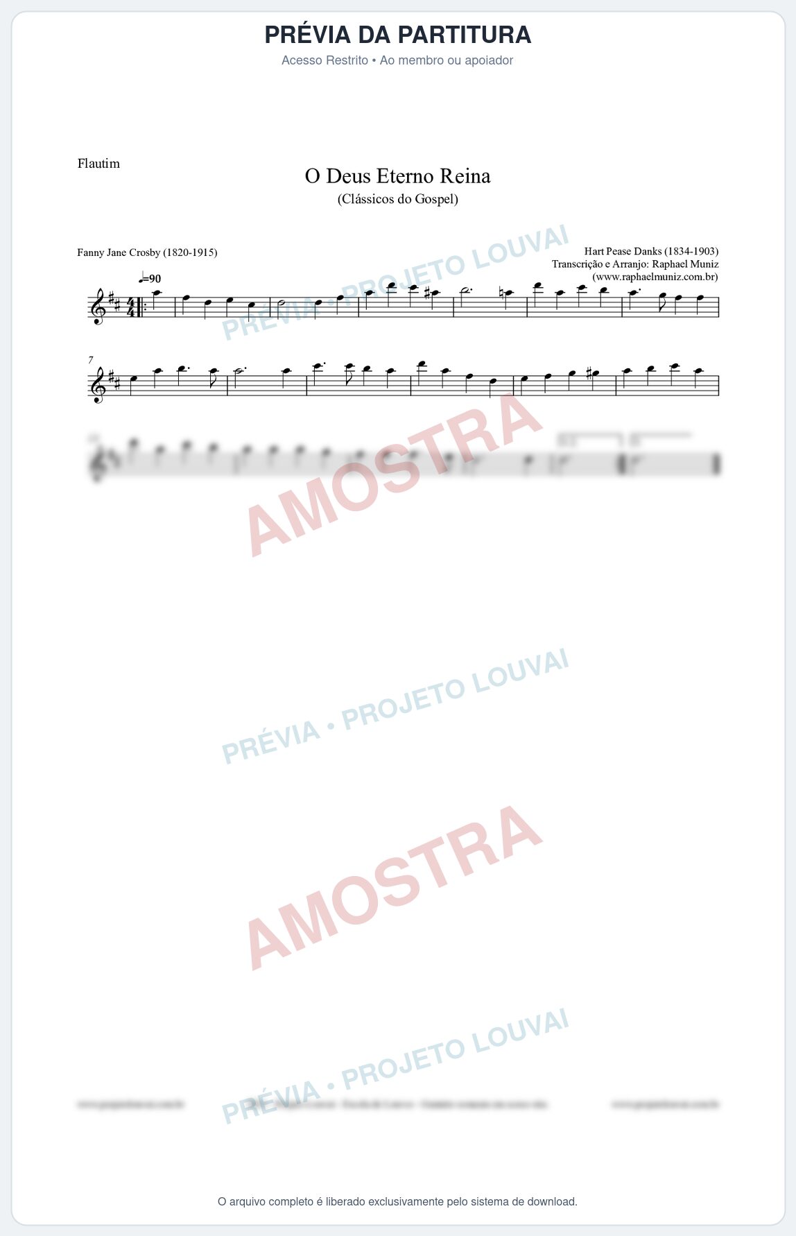 Prévia protegida da primeira página da partitura Partitura para Flautim - O Deus Eterno Reina - HA nº3 - Clássicos do Gospel