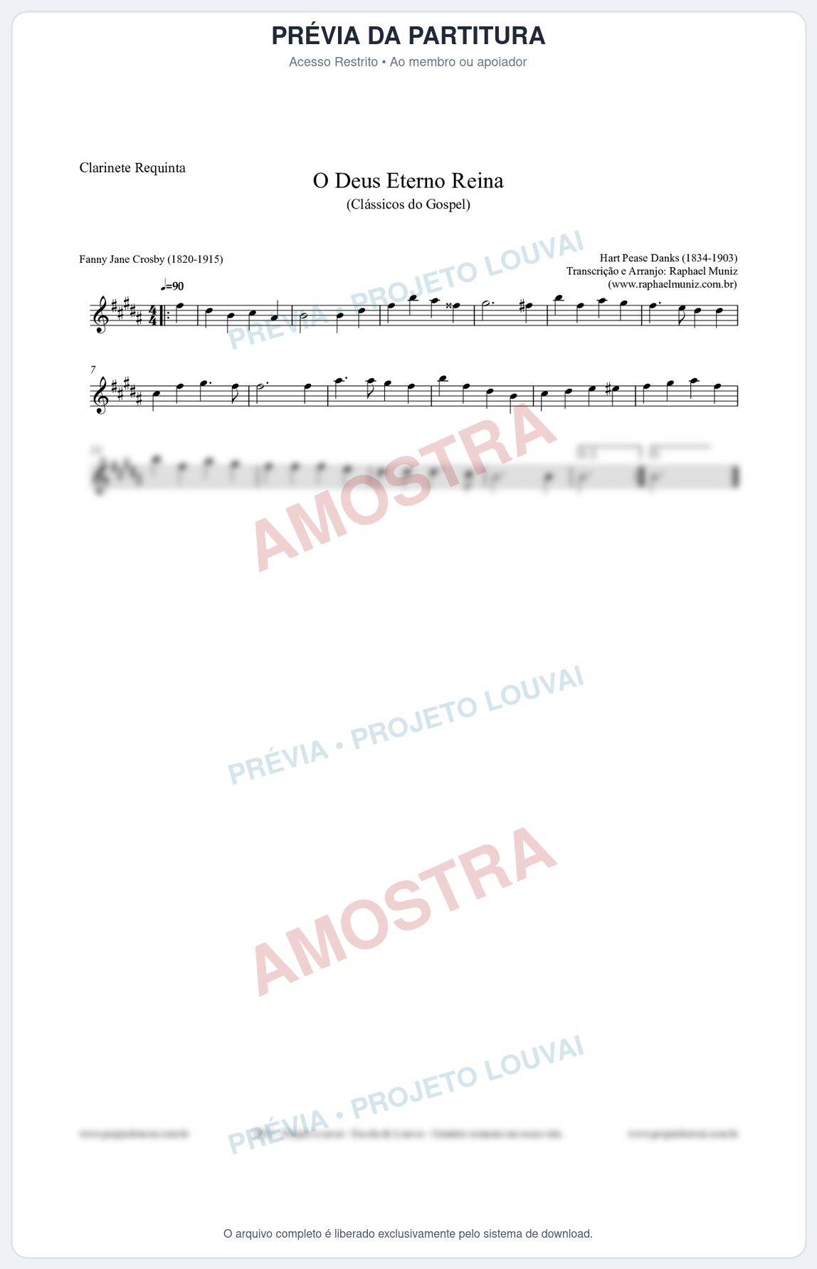 Prévia protegida da primeira página da partitura Partitura para Clarinete Requinta - O Deus Eterno Reina - HA nº3 - Clássicos do Gospel