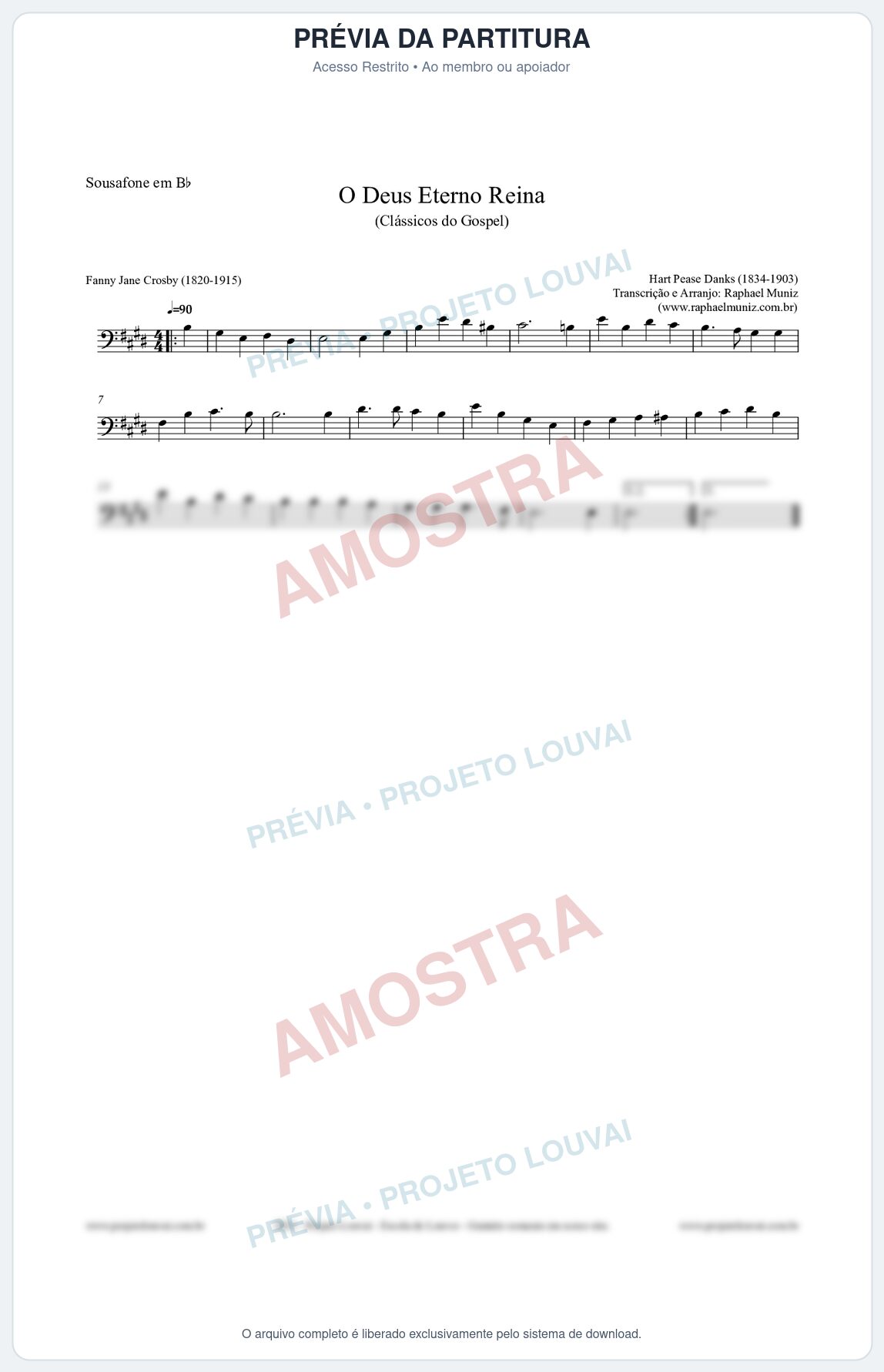 Prévia protegida da primeira página da partitura Partitura para Sousafone em Bb - O Deus Eterno Reina - HA nº3 - Clássicos do Gospel
