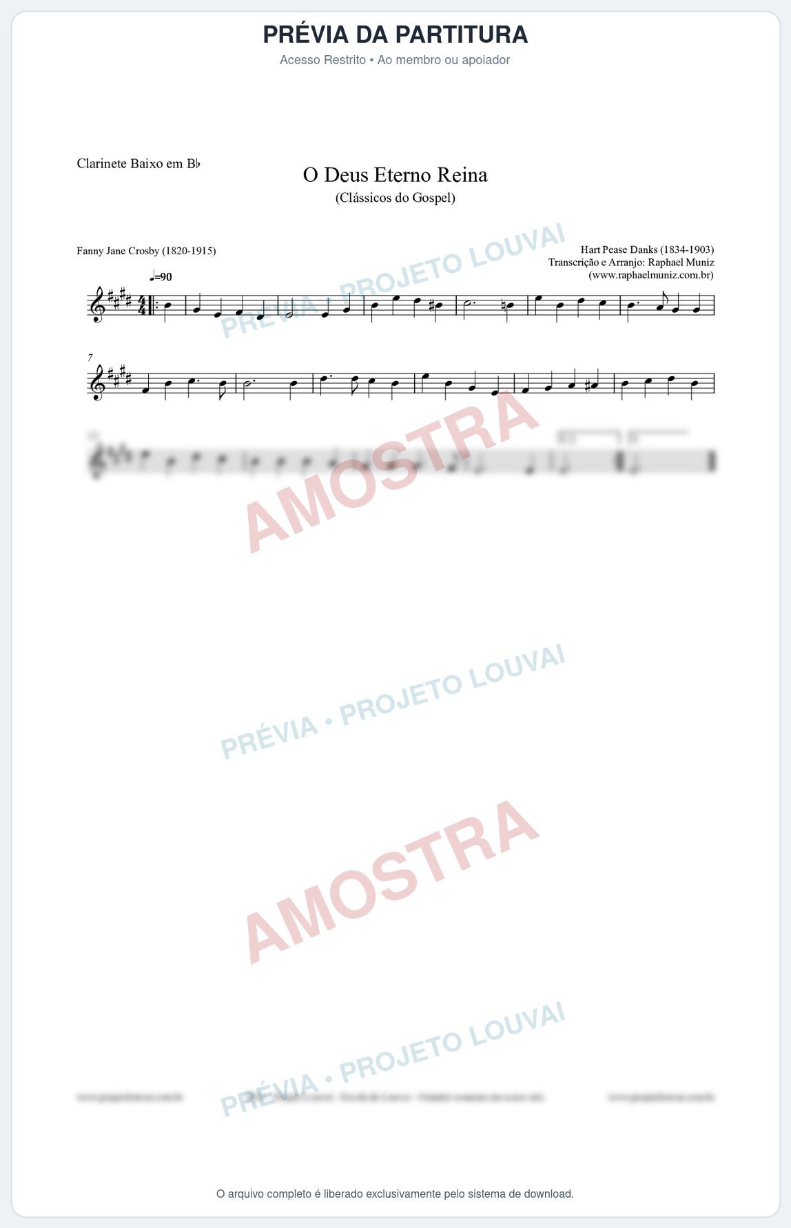 Prévia protegida da primeira página da partitura Partitura para Clarinete Baixo em Bb - O Deus Eterno Reina - HA nº3 - Clássicos do Gospel