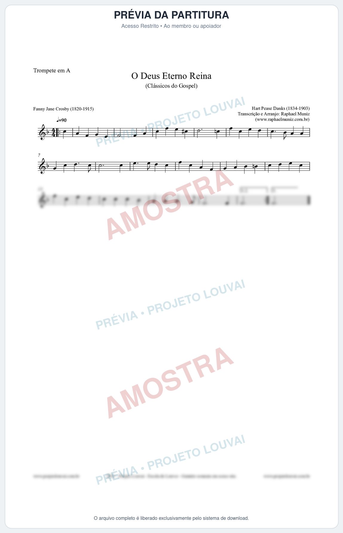 Prévia protegida da primeira página da partitura Partitura para Trompete em A - O Deus Eterno Reina - HA nº3 - Clássicos do Gospel