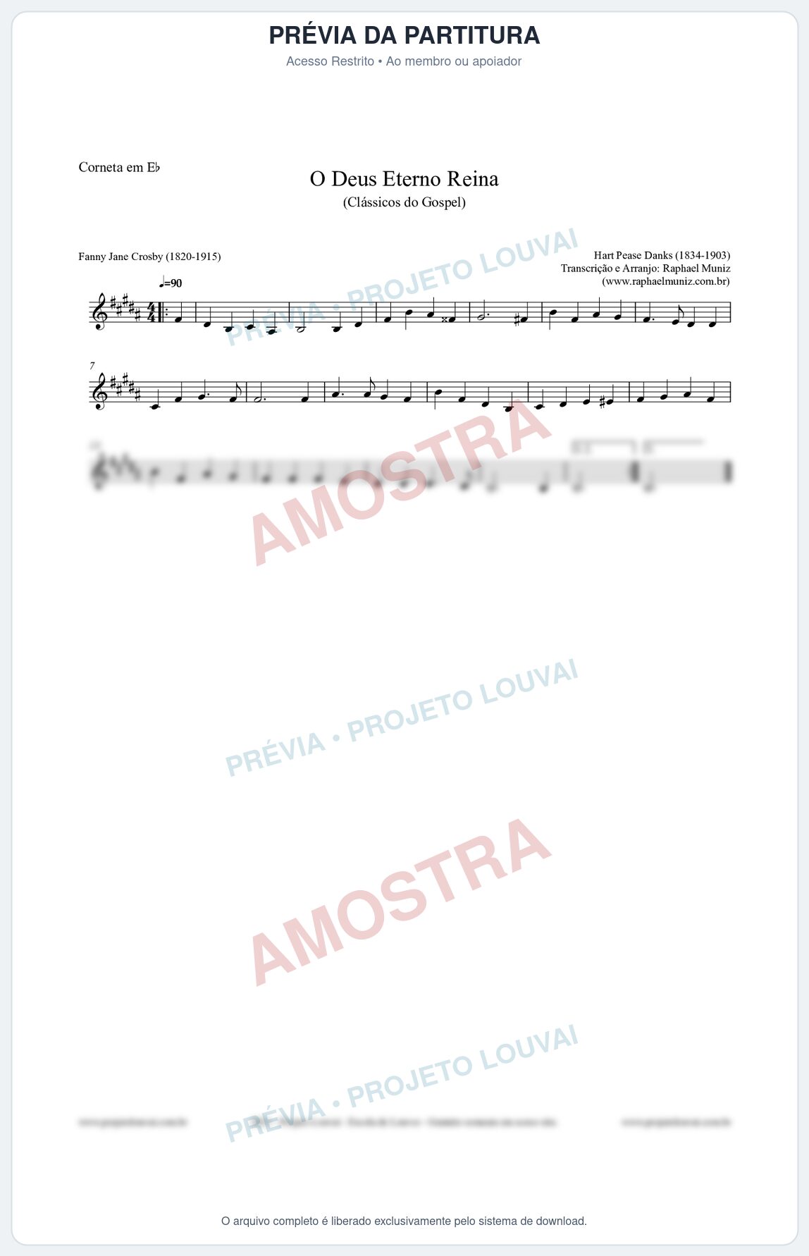 Prévia protegida da primeira página da partitura Partitura para Corneta em Eb - O Deus Eterno Reina - HA nº3 - Clássicos do Gospel