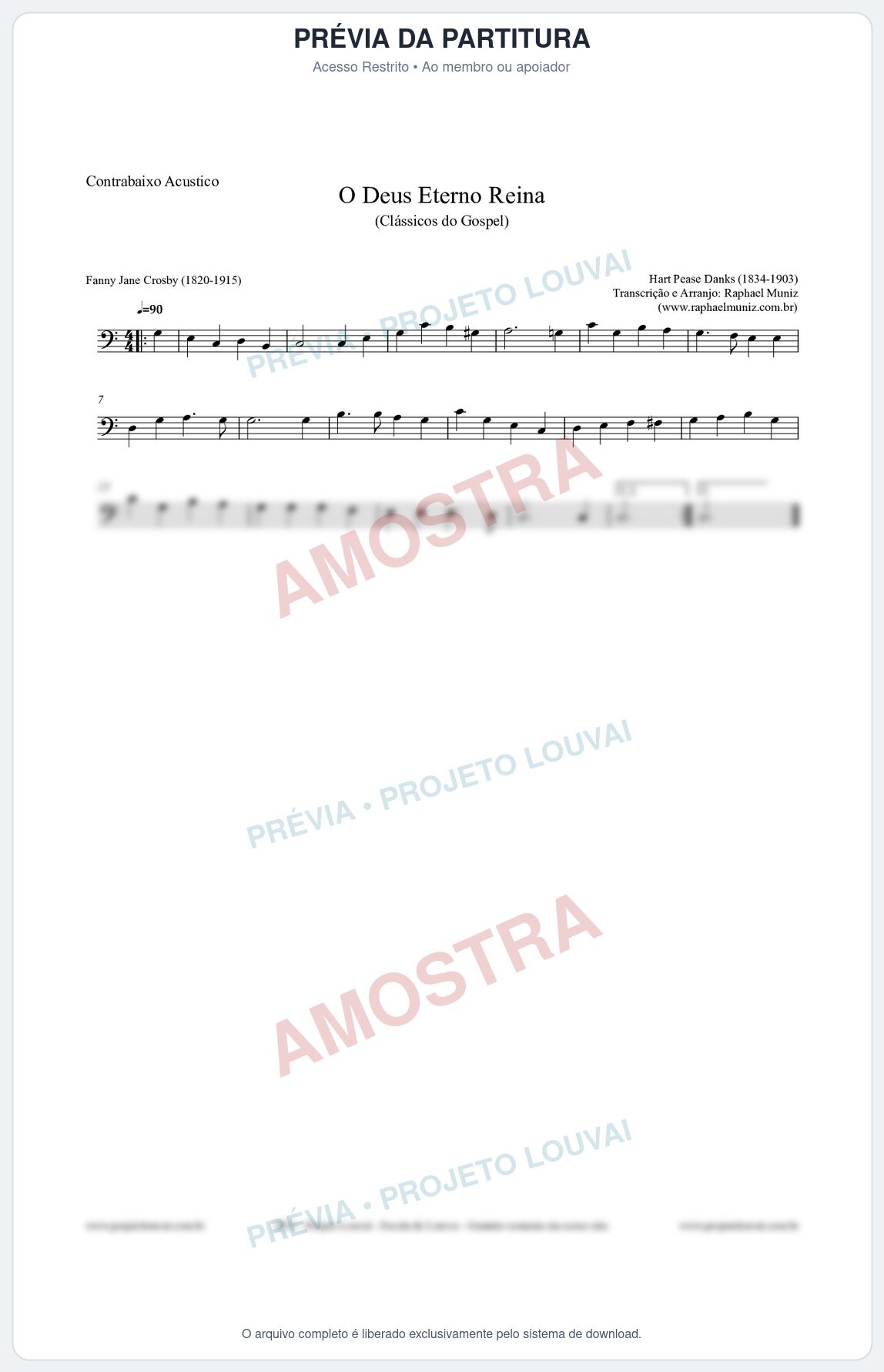 Prévia protegida da primeira página da partitura Partitura para Contrabaixo Acústico - O Deus Eterno Reina - HA nº3 - Clássicos do Gospel