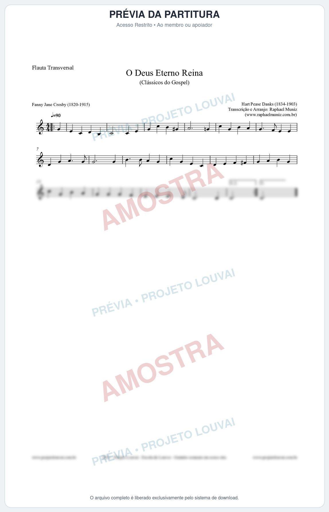 Prévia protegida da primeira página da partitura Partitura para Flauta Transversal - O Deus Eterno Reina - HA nº3 - Clássicos do Gospel