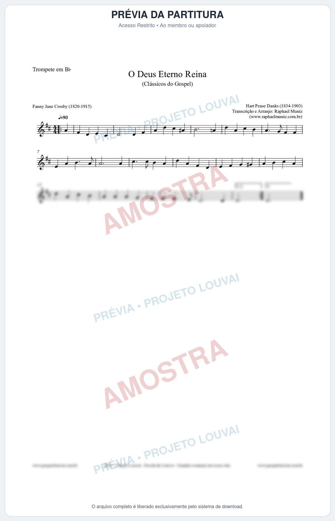 Prévia protegida da primeira página da partitura Partitura para Trompete em Bb - O Deus Eterno Reina - HA nº3 - Clássicos do Gospel