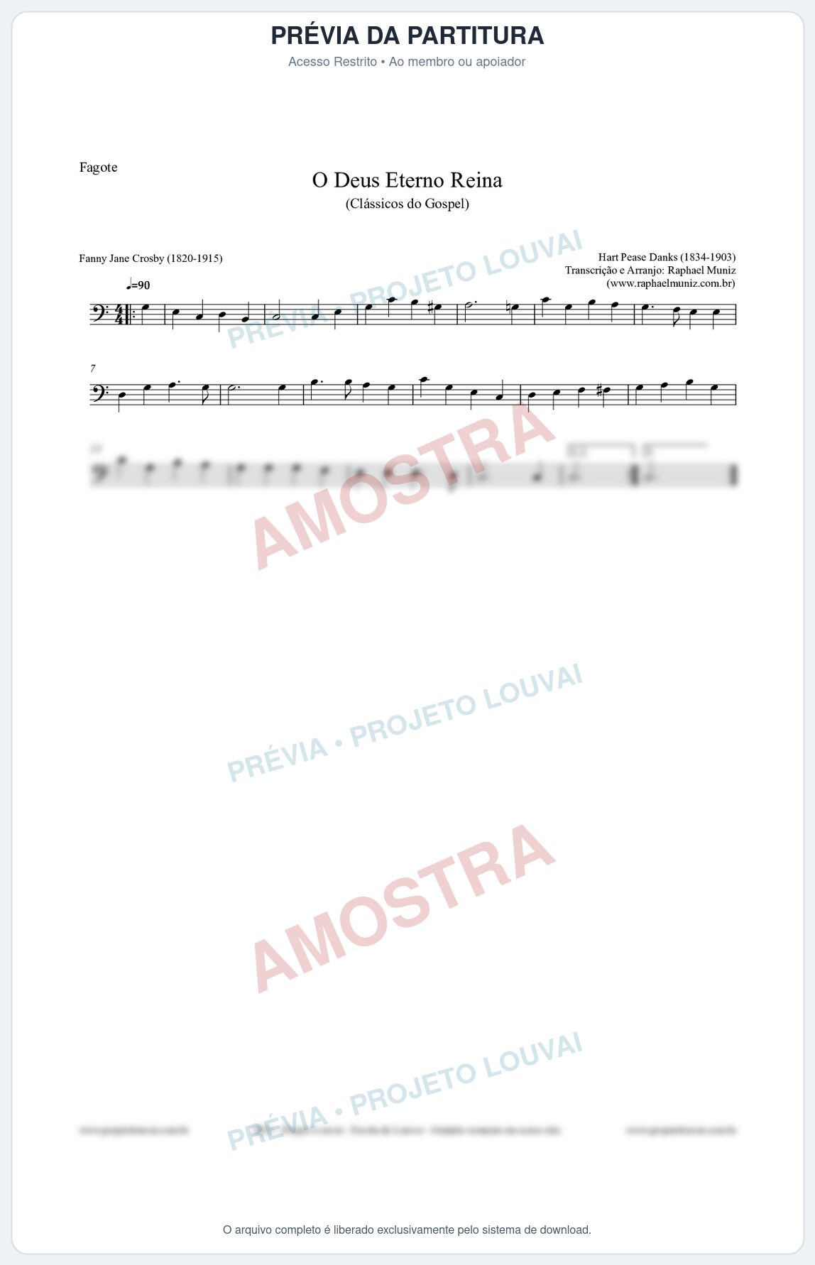 Prévia protegida da primeira página da partitura Partitura para Fagote - O Deus Eterno Reina - HA nº3 - Clássicos do Gospel