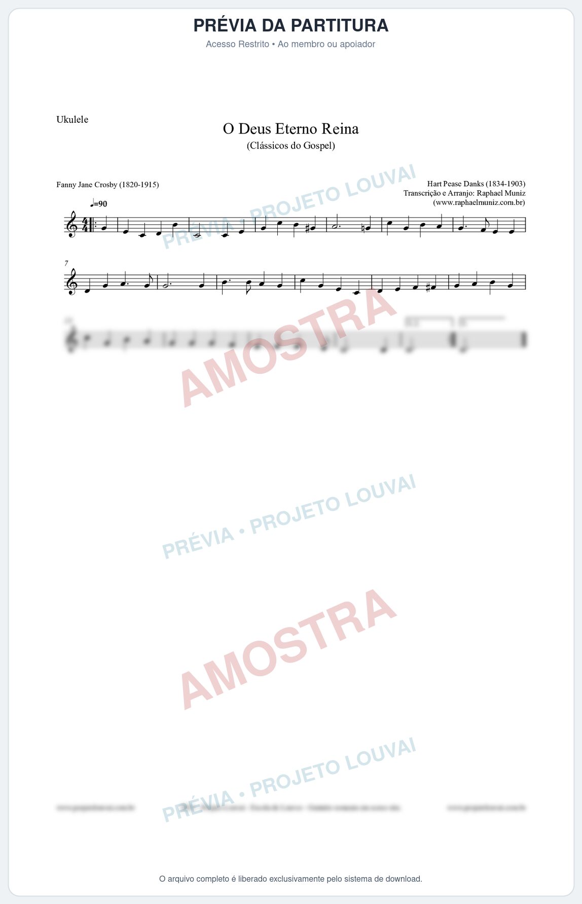 Prévia protegida da primeira página da partitura Partitura para Ukulele - O Deus Eterno Reina - HA nº3 - Clássicos do Gospel