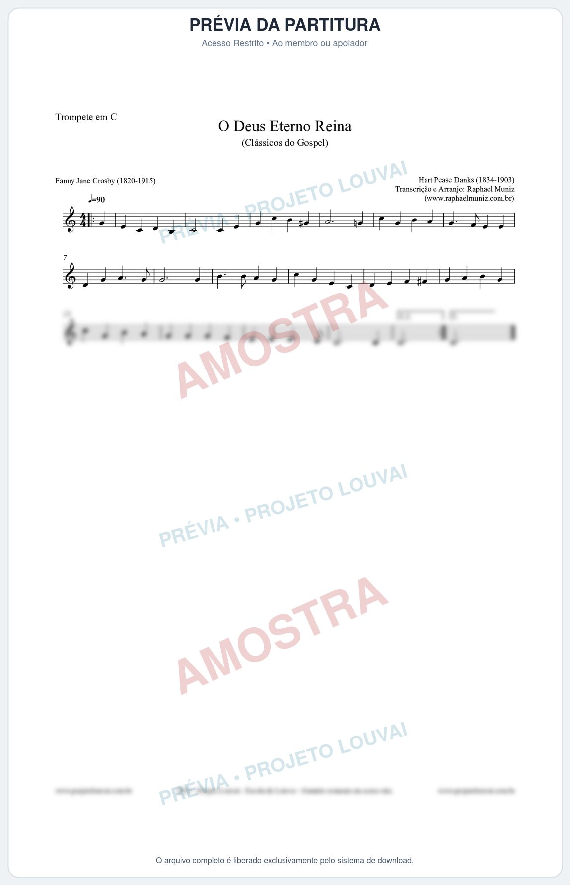 Prévia protegida da primeira página da partitura Partitura para Trompete em C - O Deus Eterno Reina - HA nº3 - Clássicos do Gospel