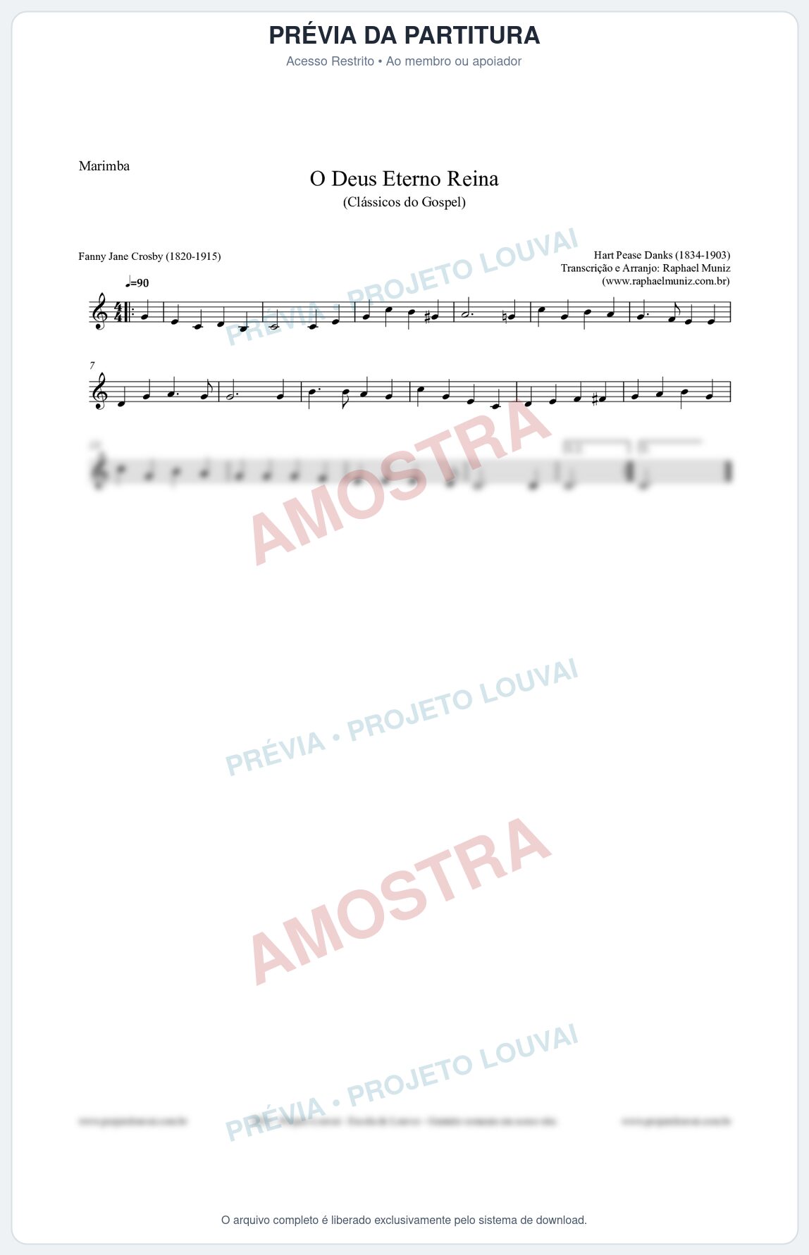 Prévia protegida da primeira página da partitura Partitura para Marimba - O Deus Eterno Reina - HA nº3 - Clássicos do Gospel