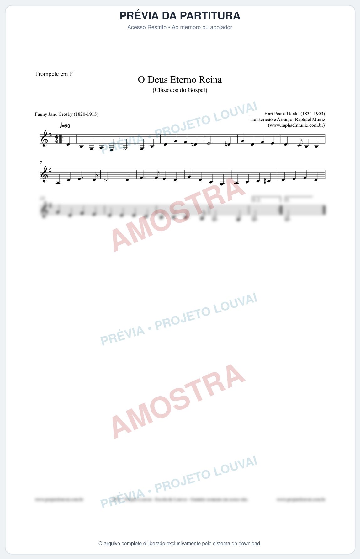Prévia protegida da primeira página da partitura Partitura para Trompete em F - O Deus Eterno Reina - HA nº3 - Clássicos do Gospel