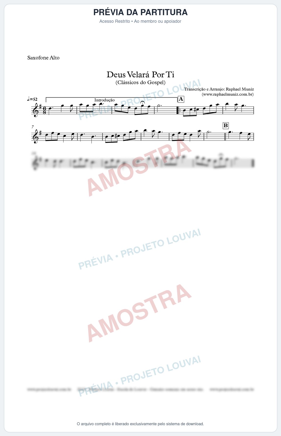 Prévia protegida da primeira página da partitura Partitura para Sax Alto - Deus Velará Por Ti - Harpa Cristã nº4 - Clássicos do Gospel