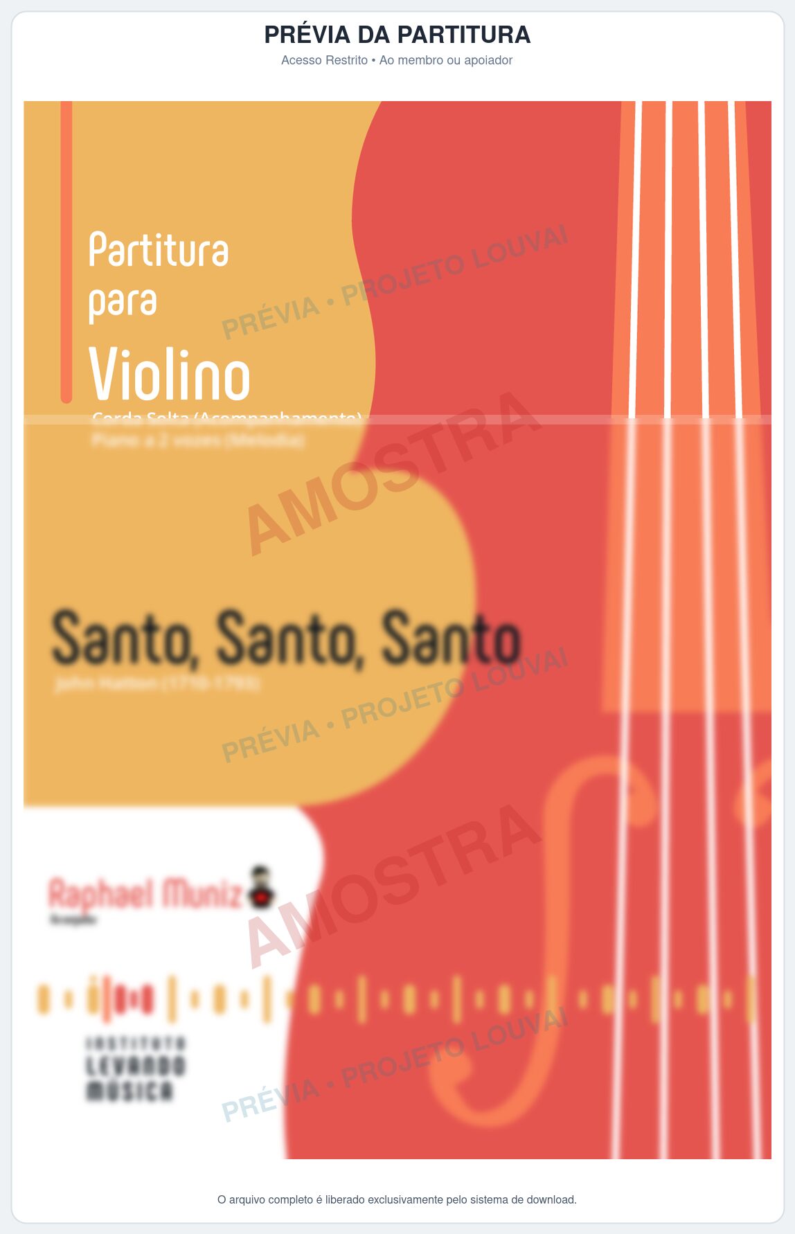 Prévia protegida da primeira página da partitura Partitura para Violino com Piano - Santo, Santo, Santo (Série Didática) - Série Didática