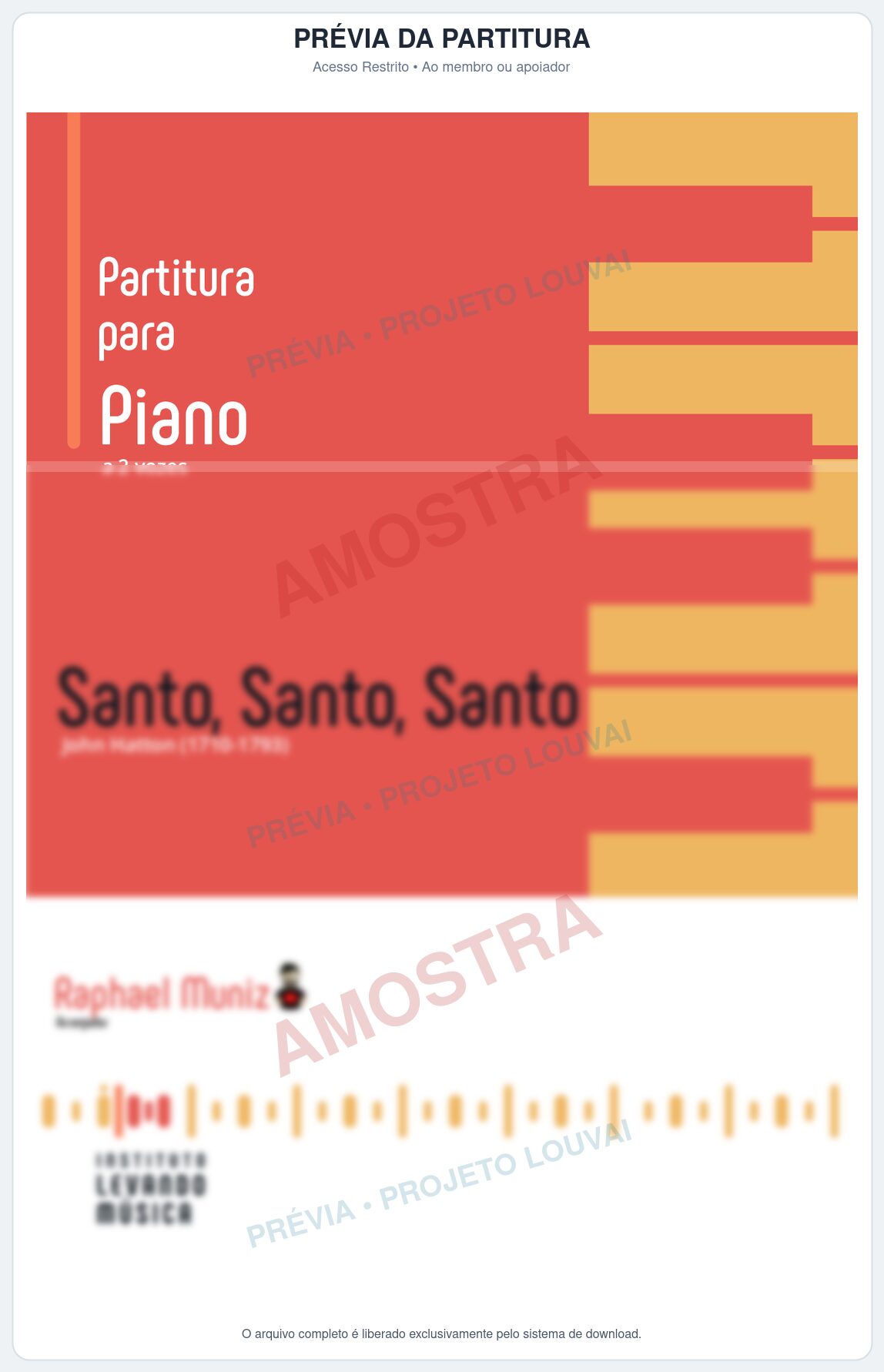 Prévia protegida da primeira página da partitura Partitura para Piano - Santo, Santo, Santo (Série Didática) - Série Didática
