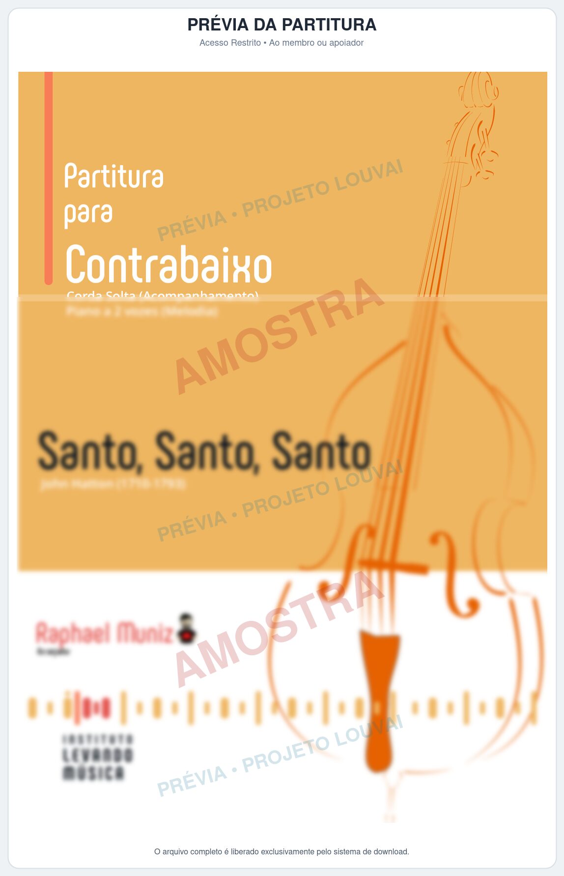 Prévia protegida da primeira página da partitura Partitura para Contrabaixo e Piano - Santo, Santo, Santo (Série Didática) - Série Didática