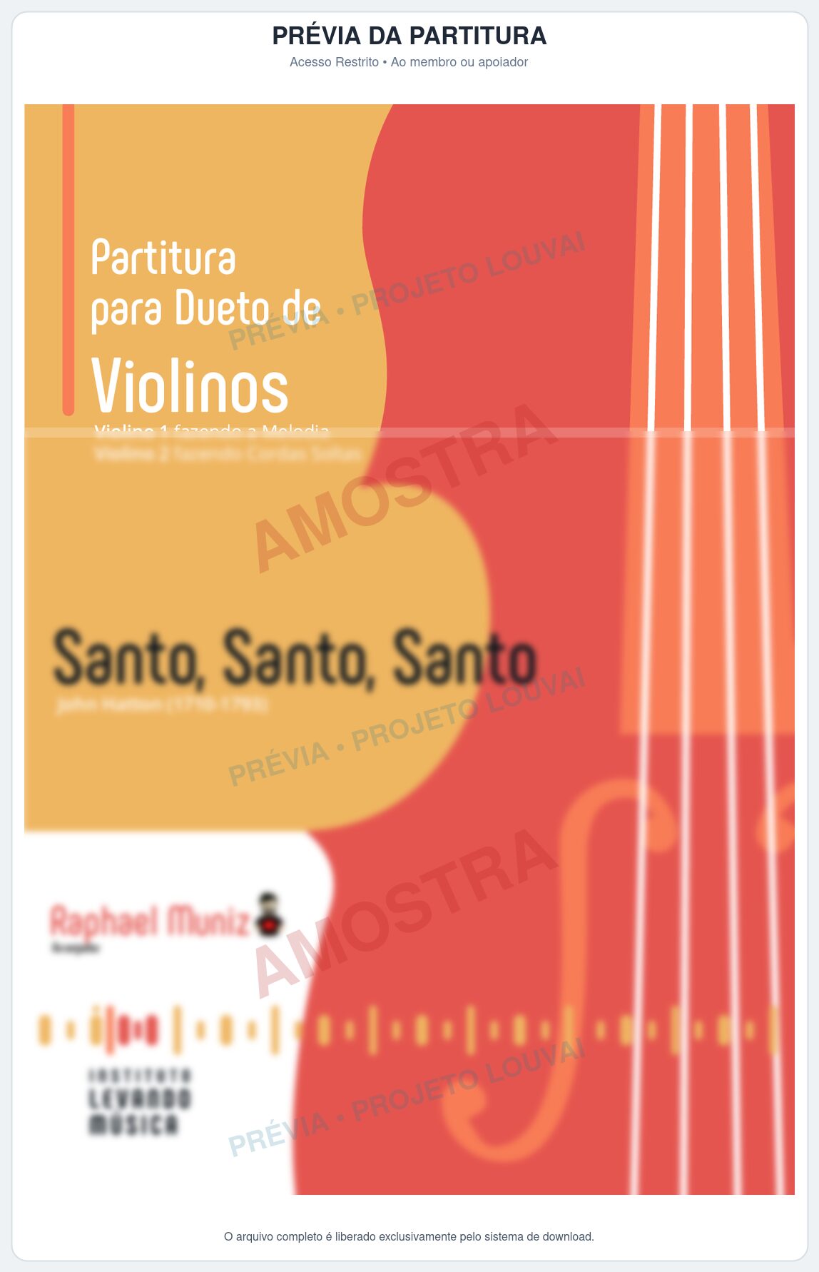 Prévia protegida da primeira página da partitura Partitura para Dueto de Violinos - Santo, Santo, Santo (Série Didática) - Série Didática