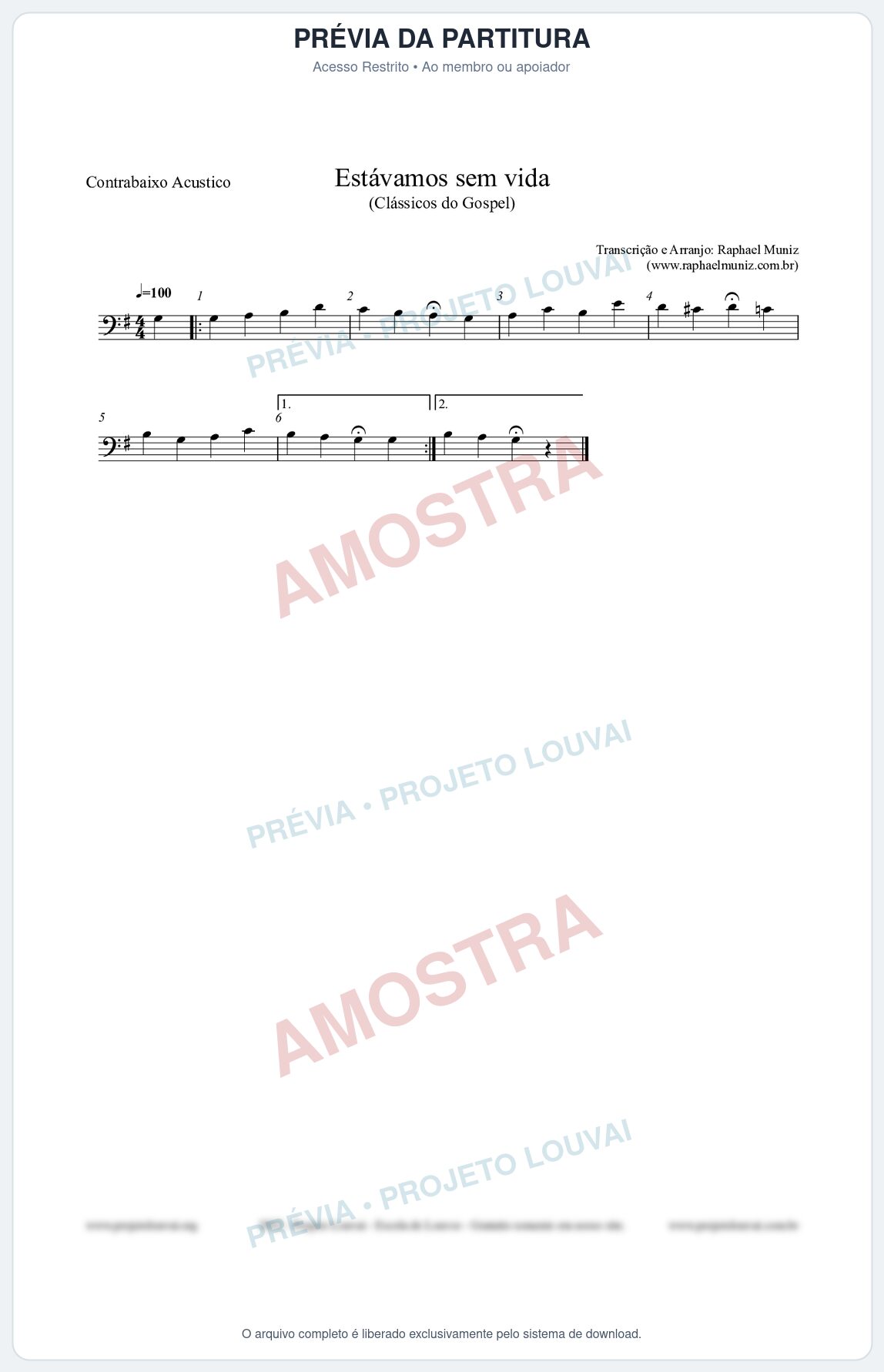 Prévia protegida da primeira página da partitura Partitura para Contrabaixo Acústico - Estávamos sem vida - Die Melodien nº24 - Clássicos do Gospel