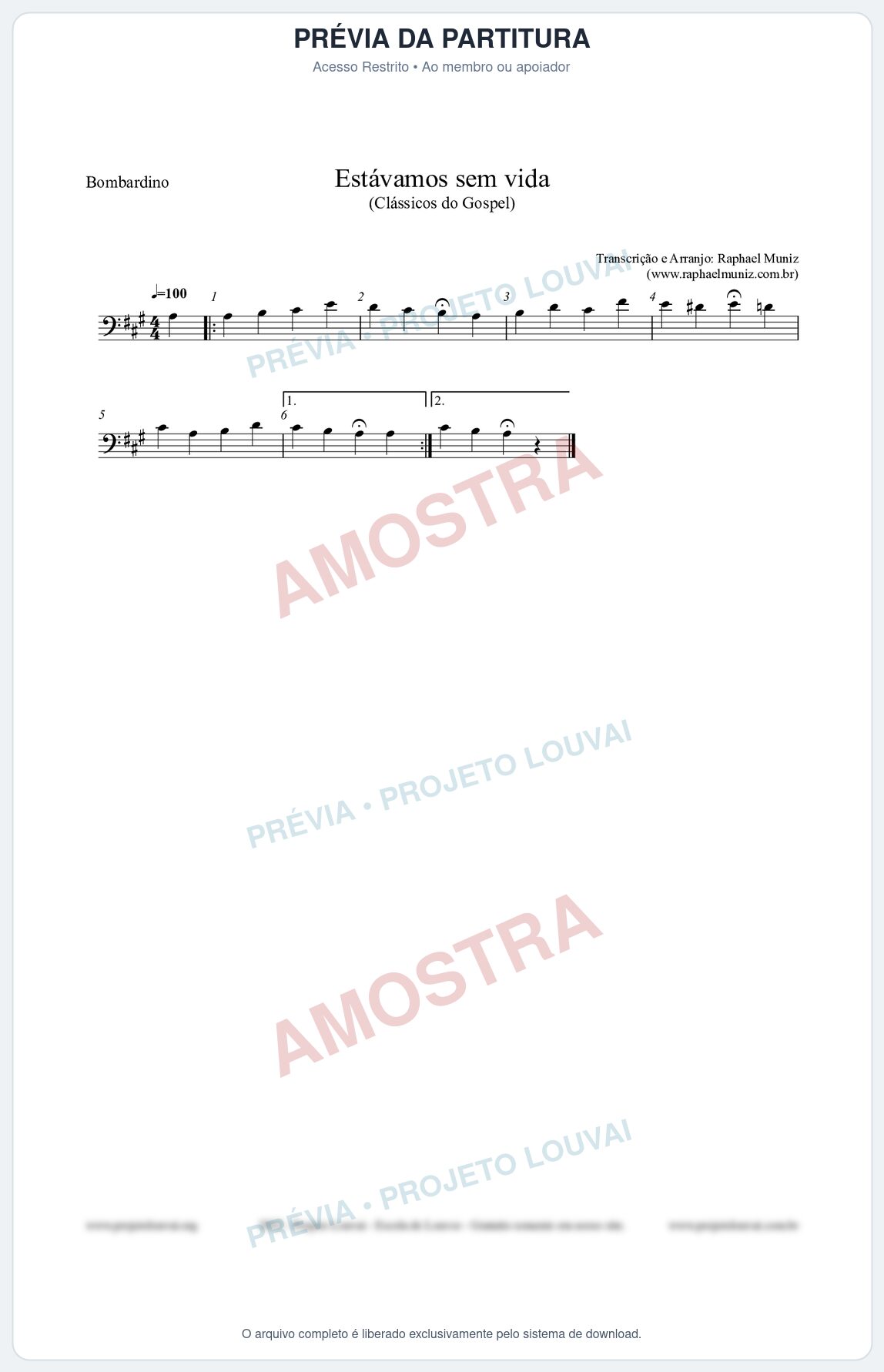 Prévia protegida da primeira página da partitura Partitura para Bombardino - Estávamos sem vida - Die Melodien nº24 - Clássicos do Gospel