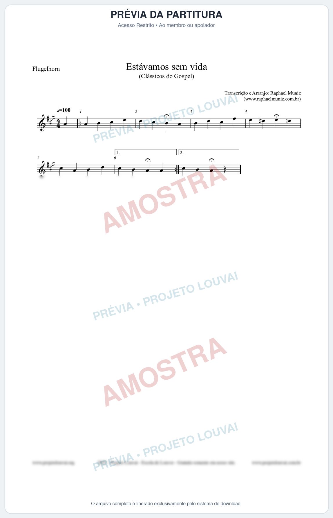 Prévia protegida da primeira página da partitura Partitura para Flugelhorn - Estávamos sem vida - Die Melodien nº24 - Clássicos do Gospel