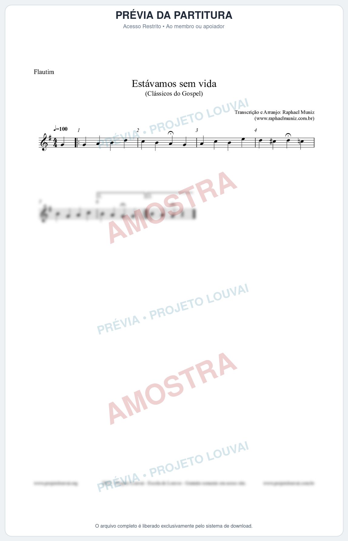 Prévia protegida da primeira página da partitura Partitura para Flautim - Estávamos sem vida - Die Melodien nº24 - Clássicos do Gospel