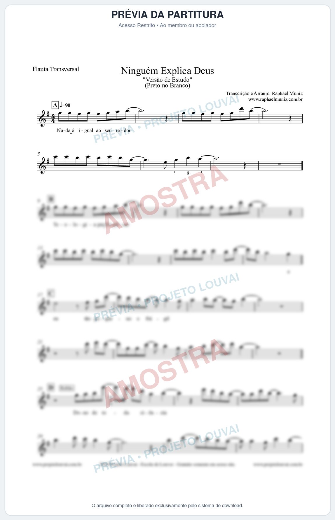 Prévia protegida da primeira página da partitura Partitura para Flauta Transversal - Ninguém Explica Deus (Versão de Estudo) - Preto no Branco