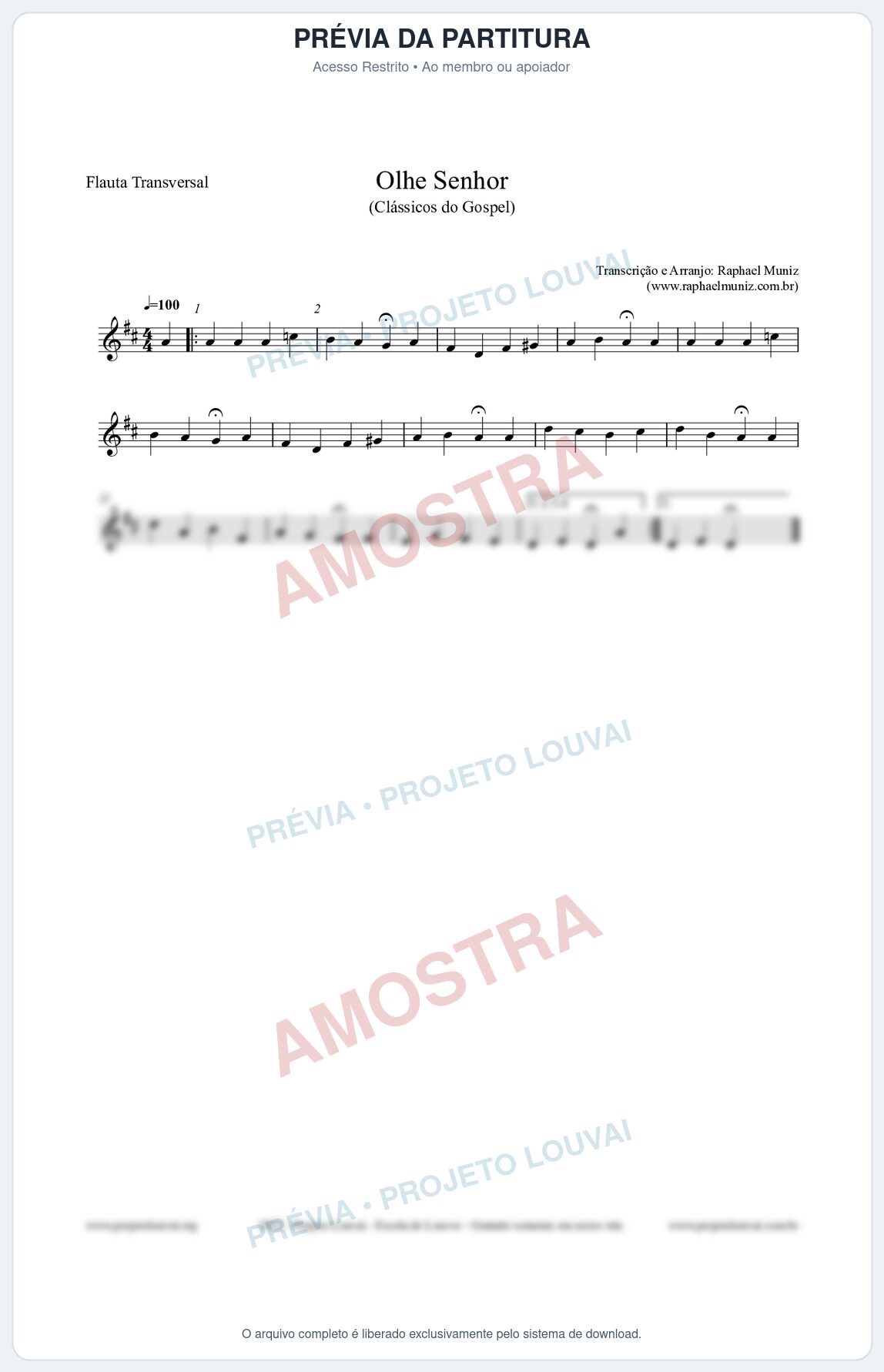 Prévia protegida da primeira página da partitura Partitura para Flauta Transversal - Olhe Senhor - Open Hymnal nº132 - Clássicos do Gospel