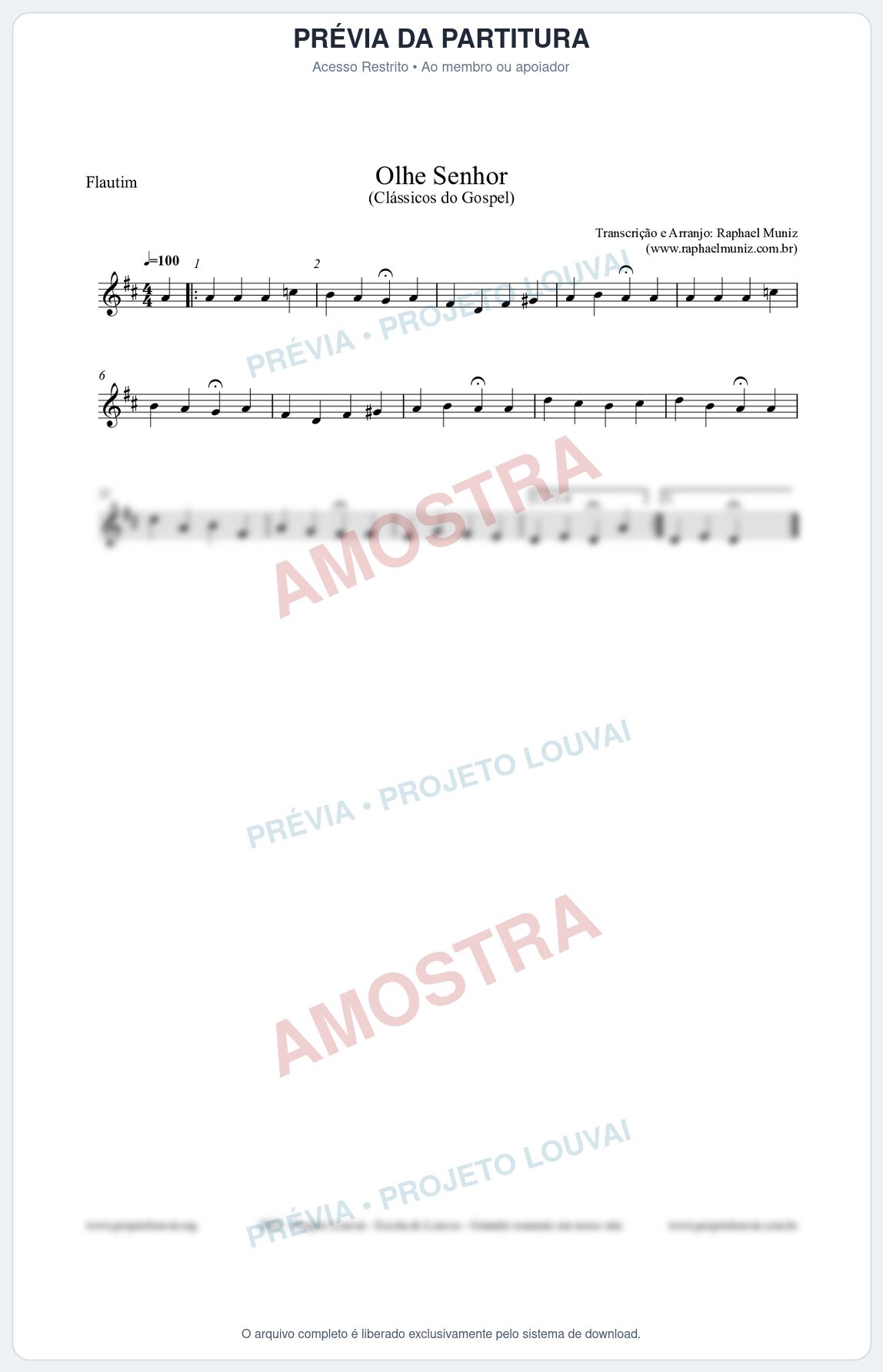 Prévia protegida da primeira página da partitura Partitura para Flautim - Olhe Senhor - Open Hymnal nº132 - Clássicos do Gospel