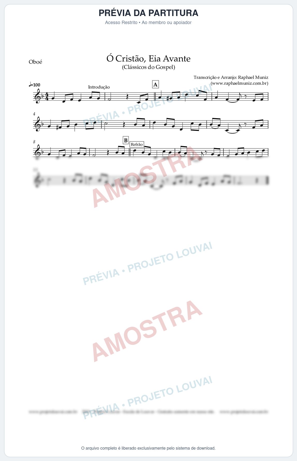Prévia protegida da primeira página da partitura Partitura para Oboé - Plena Paz - Harpa Cristã nº 3 - Clássicos do Gospel