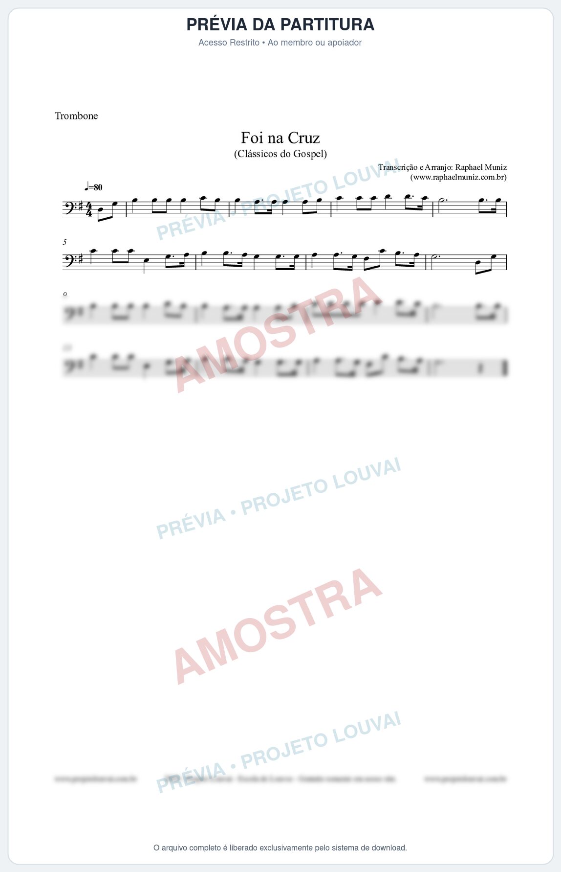 Prévia protegida da primeira página da partitura Partitura para Trombone - Foi na Cruz - Harpa Cristã nº 15  - Clássicos do Gospel