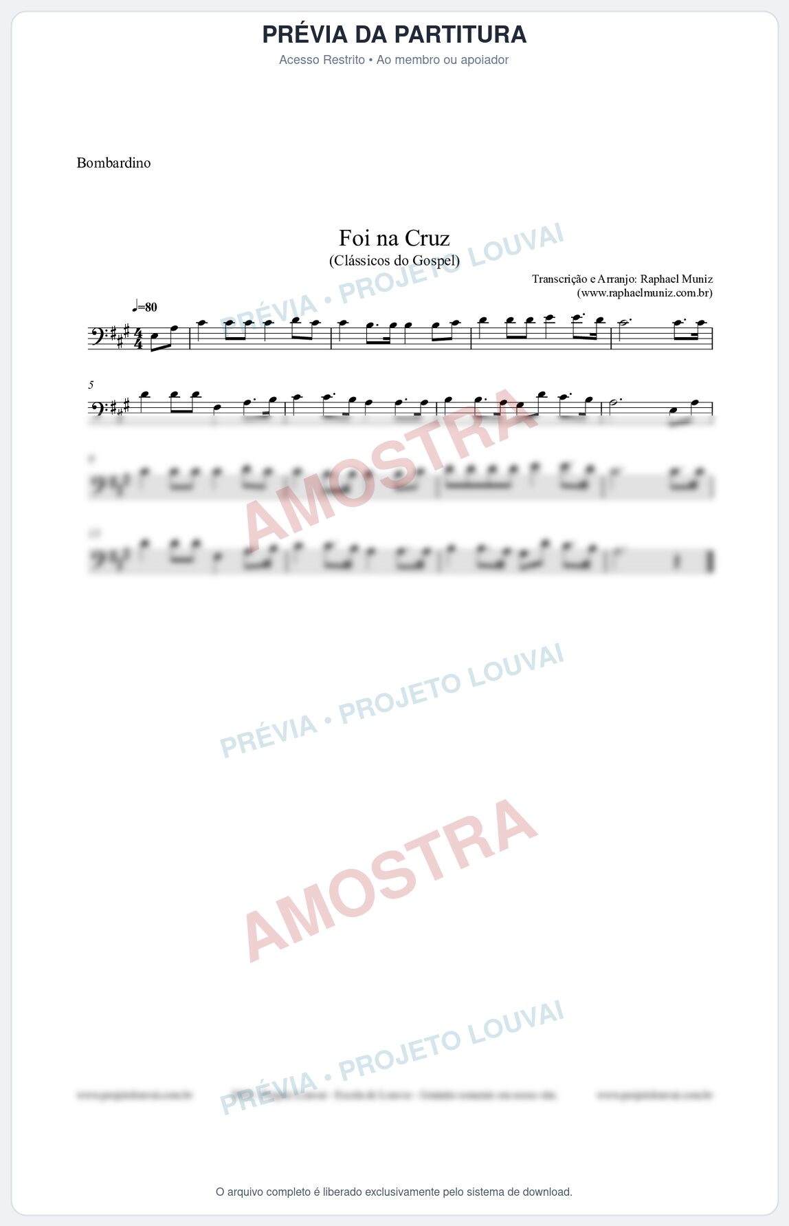 Prévia protegida da primeira página da partitura Partitura para Bombardino - Foi na Cruz - Harpa Cristã nº 15  - Clássicos do Gospel