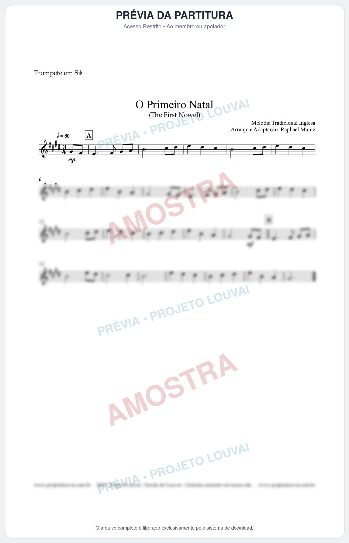 Prévia protegida da primeira página da partitura Partitura para Trompete em Bb - O Primeiro Natal (The First Noel) - Músicas de Natal
