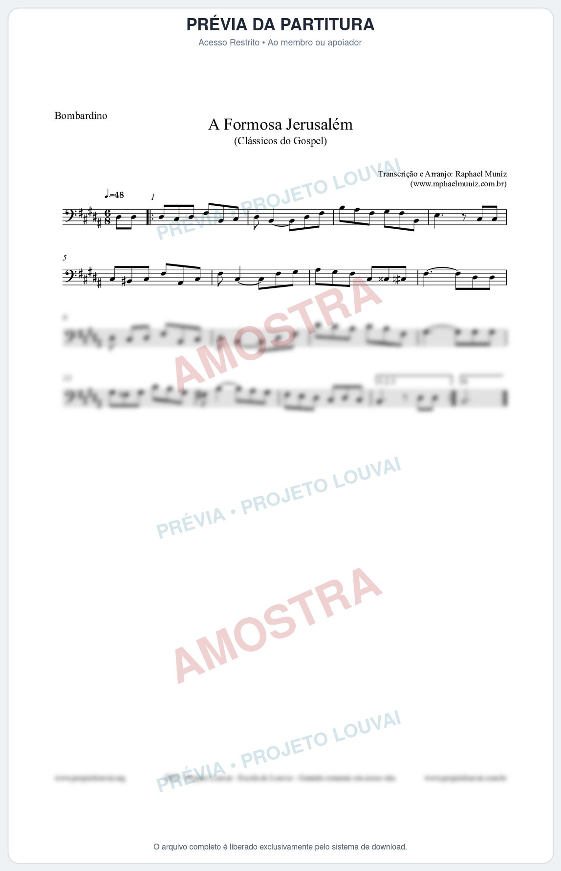 Prévia protegida da primeira página da partitura Partitura para Bombardino - A Formosa Jerusalém - Harpa Cristã nº26 - Clássicos do Gospel