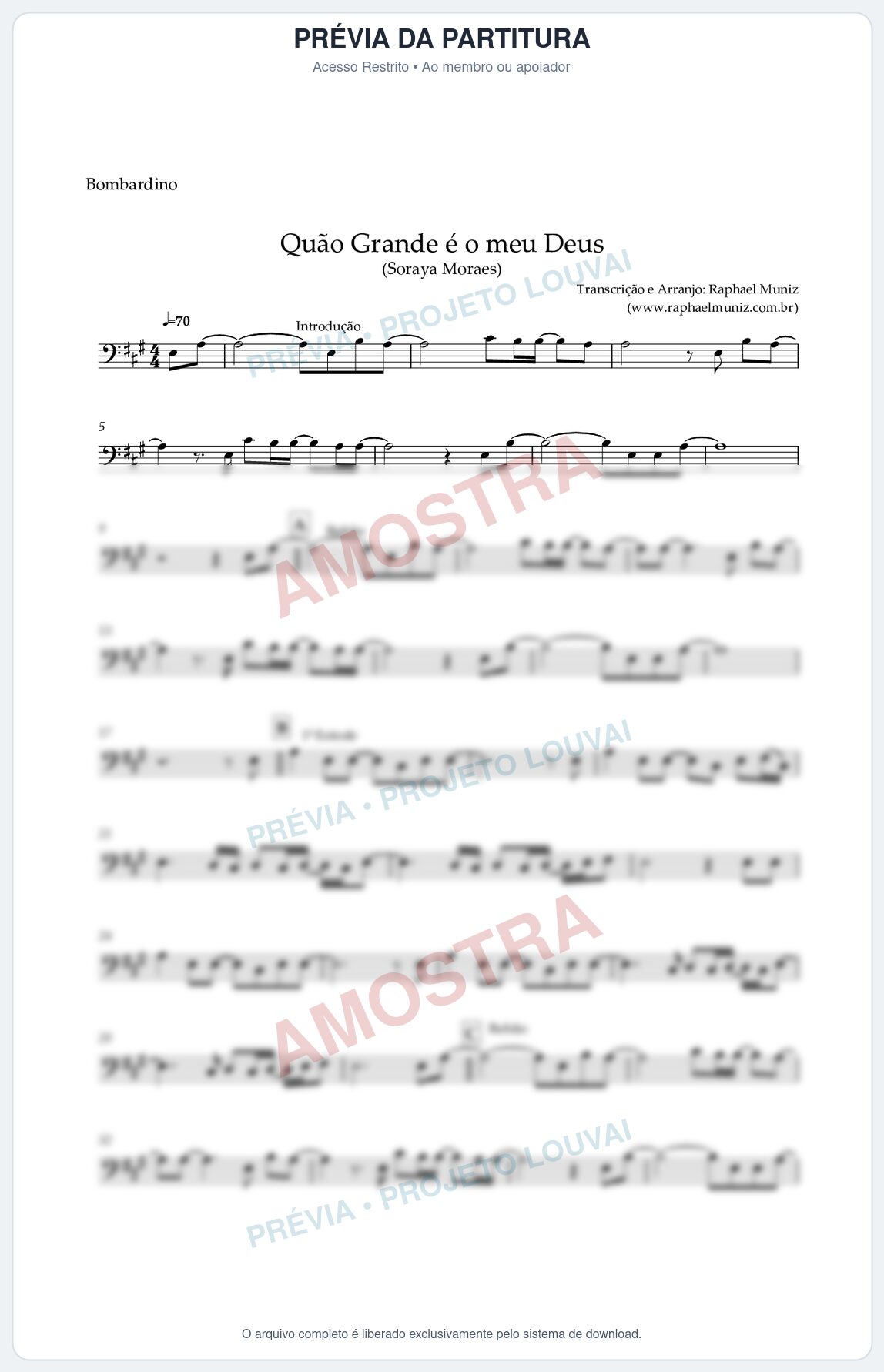 Prévia protegida da primeira página da partitura Partitura para Bombardino - Quão Grande é o Meu Deus - Soraya Moraes
