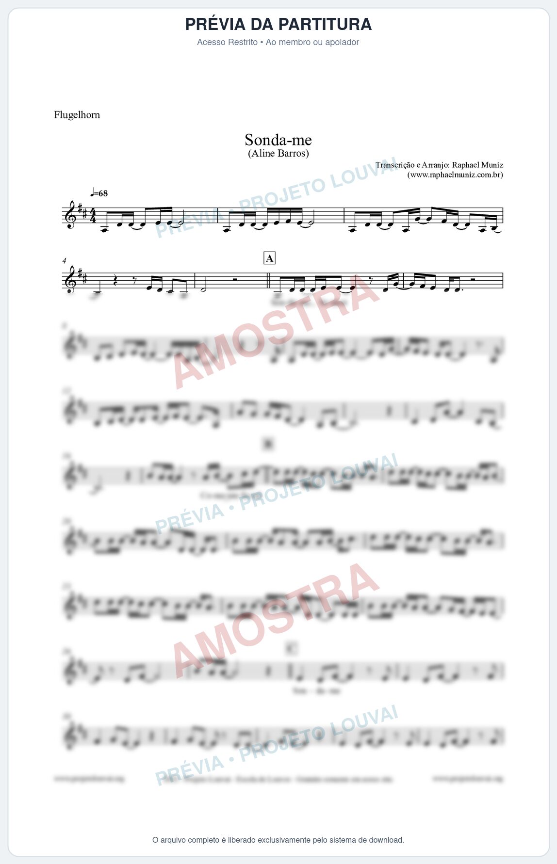 Prévia protegida da primeira página da partitura Partitura para Flugelhorn - Sonda-me - Aline Barros