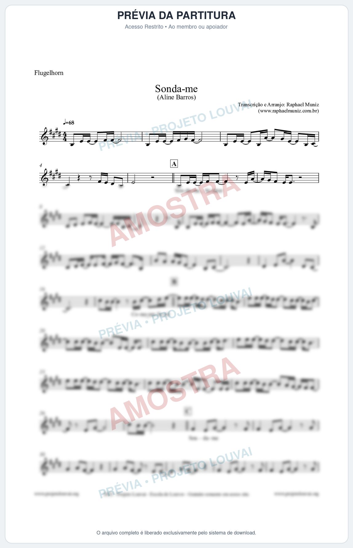 Prévia protegida da primeira página da partitura Partitura para Flugelhorn - Sonda-me - Aline Barros