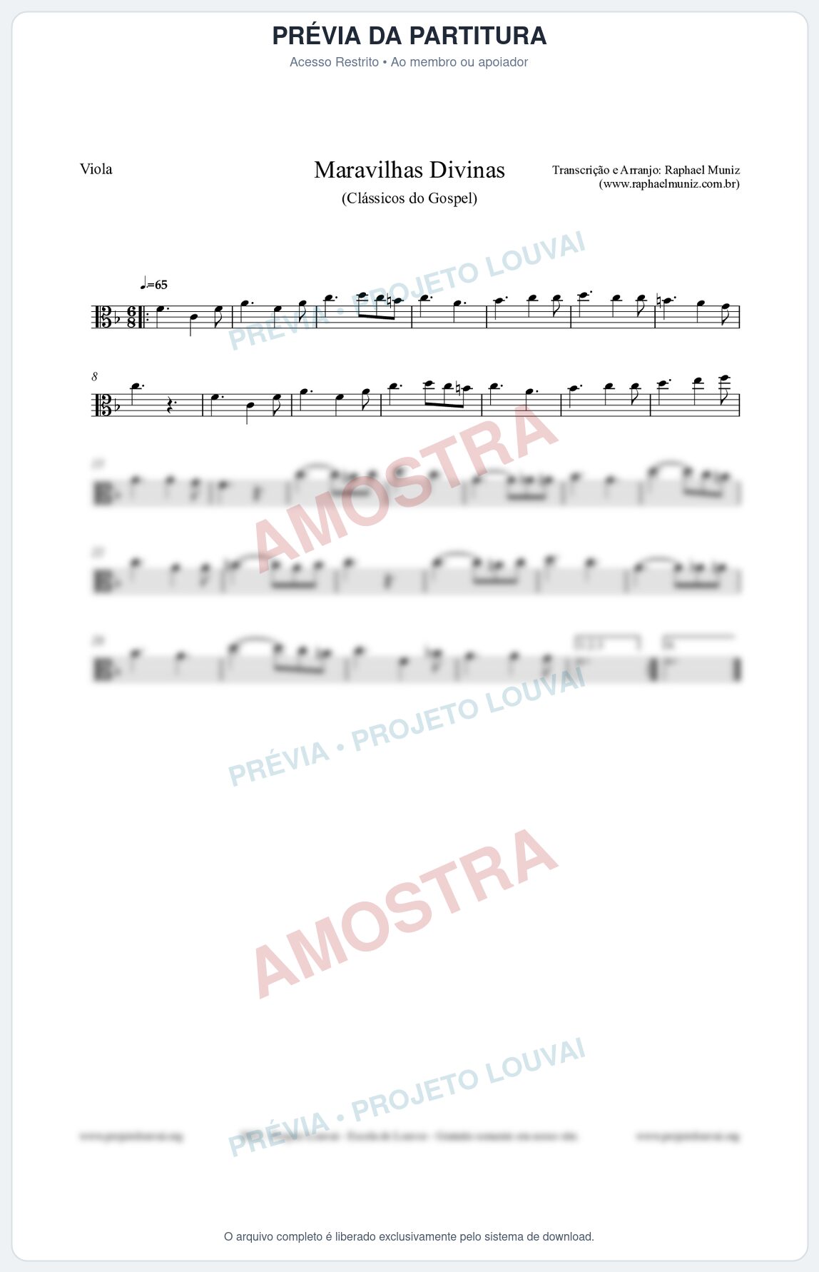 Prévia protegida da primeira página da partitura Partitura para Viola - Maravilhas Divinas - Cantor Cristão nº7 - Clássicos do Gospel