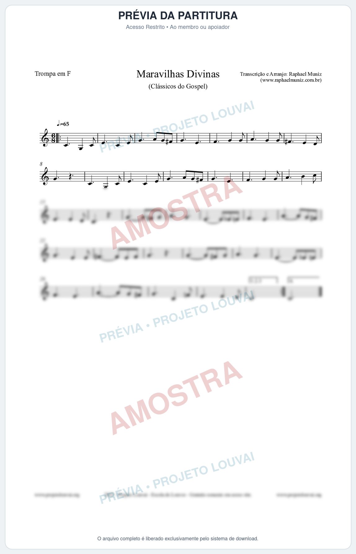 Prévia protegida da primeira página da partitura Partitura para Trompa em F - Maravilhas Divinas - Cantor Cristão nº7 - Clássicos do Gospel