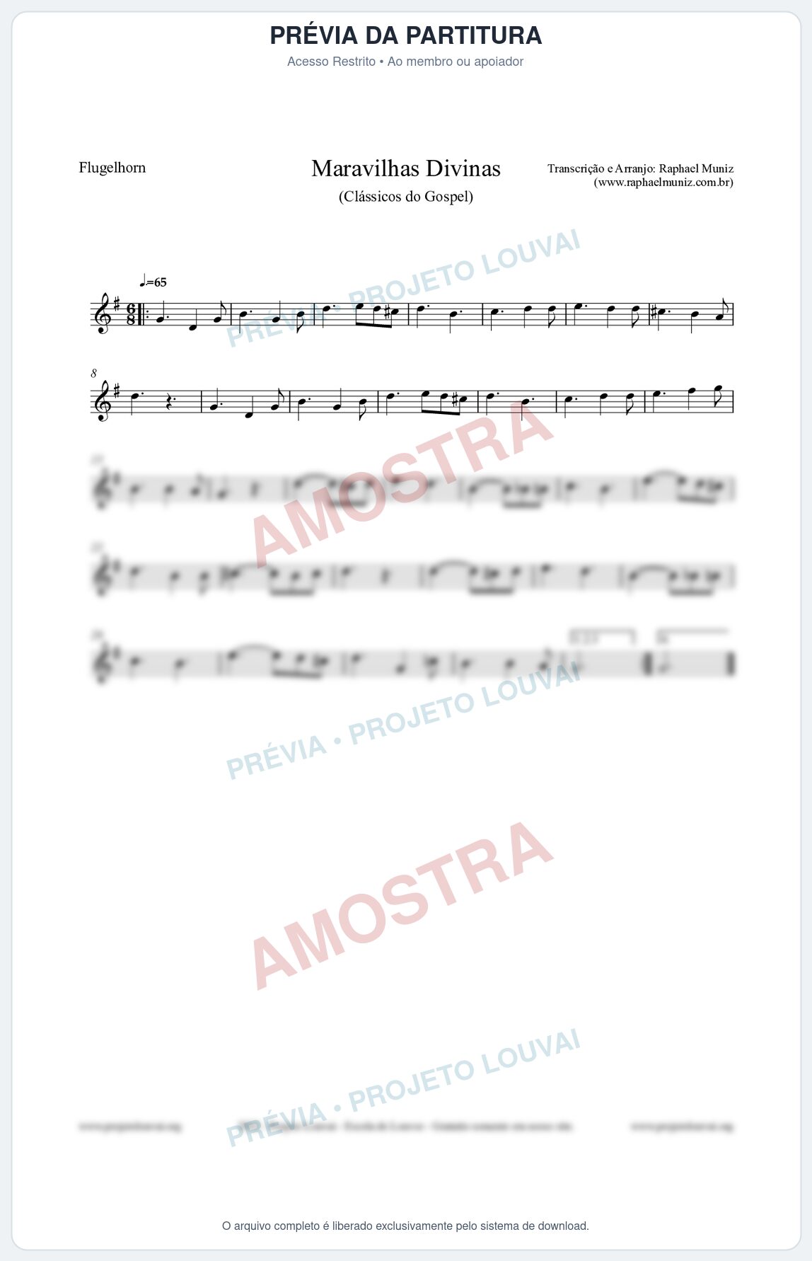 Prévia protegida da primeira página da partitura Partitura para Flugelhorn - Maravilhas Divinas - Cantor Cristão nº7 - Clássicos do Gospel