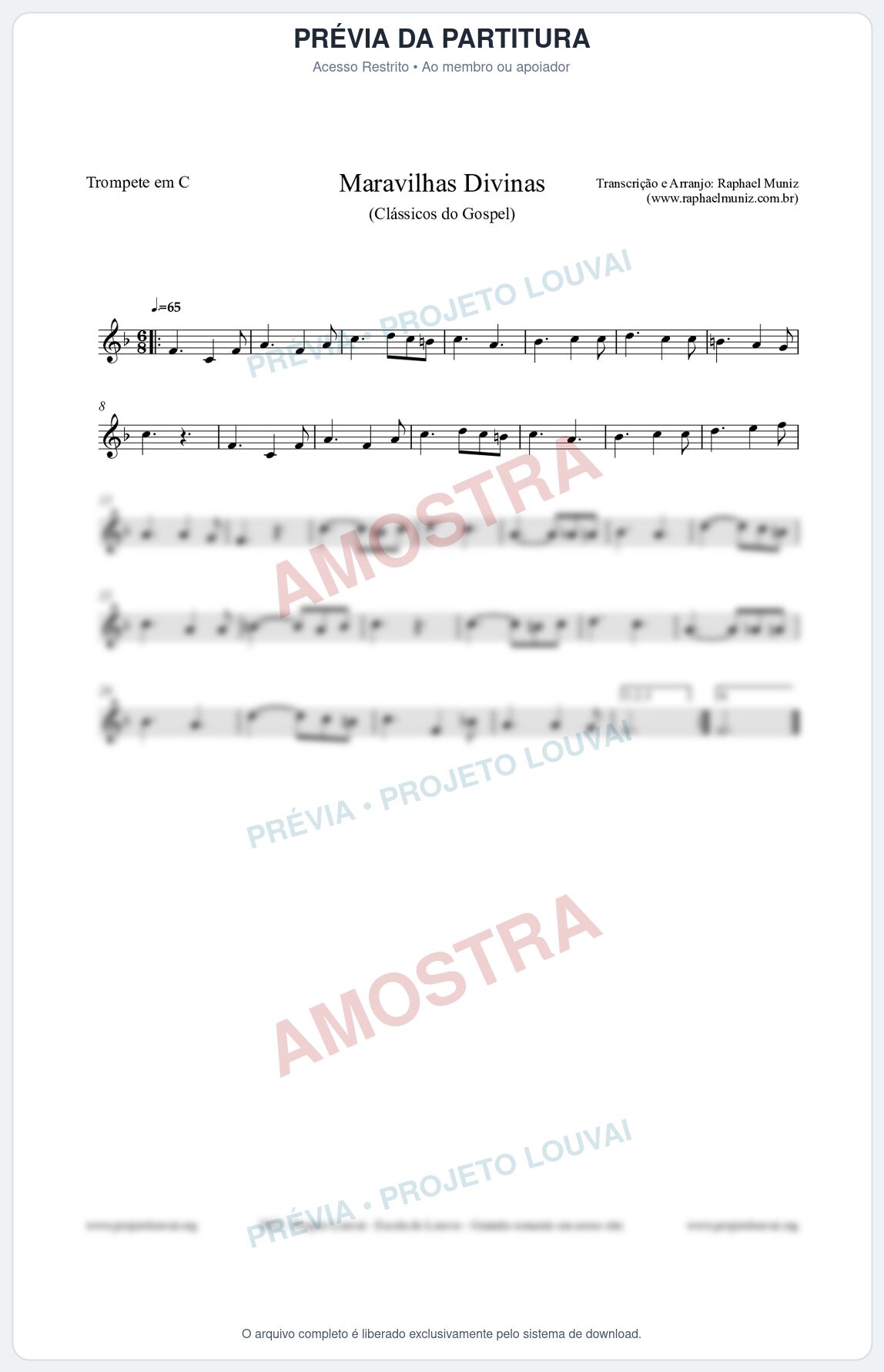 Prévia protegida da primeira página da partitura Partitura para Trompete em C - Maravilhas Divinas - Cantor Cristão nº7 - Clássicos do Gospel