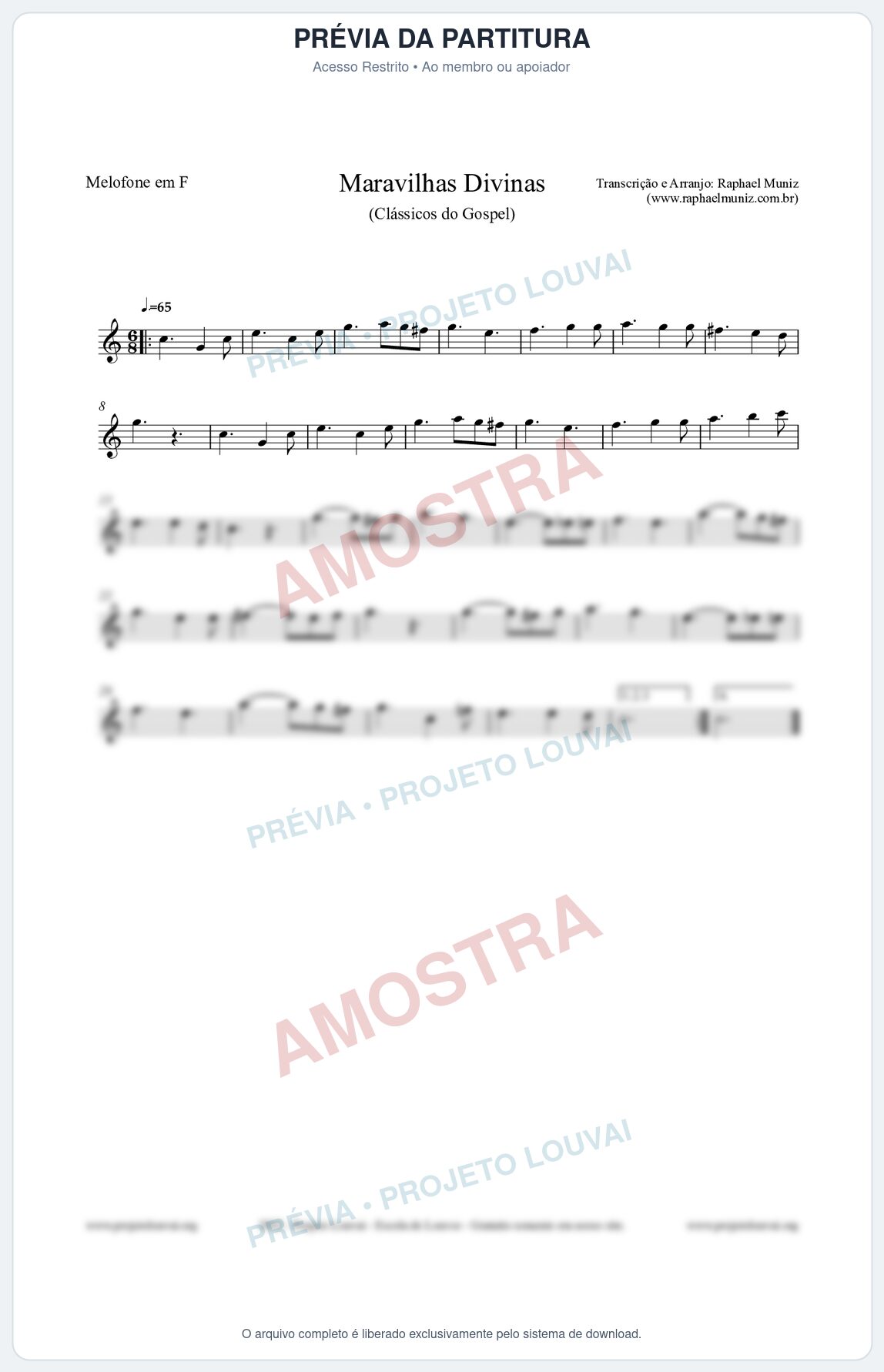 Prévia protegida da primeira página da partitura Partitura para Melofone em F - Maravilhas Divinas - Cantor Cristão nº7 - Clássicos do Gospel