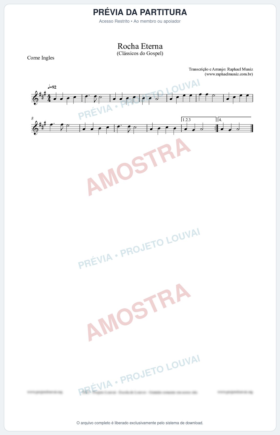 Prévia protegida da primeira página da partitura Partitura para Corne Inglês - Rocha Eterna - Harpa Cristã nº47 - Clássicos do Gospel