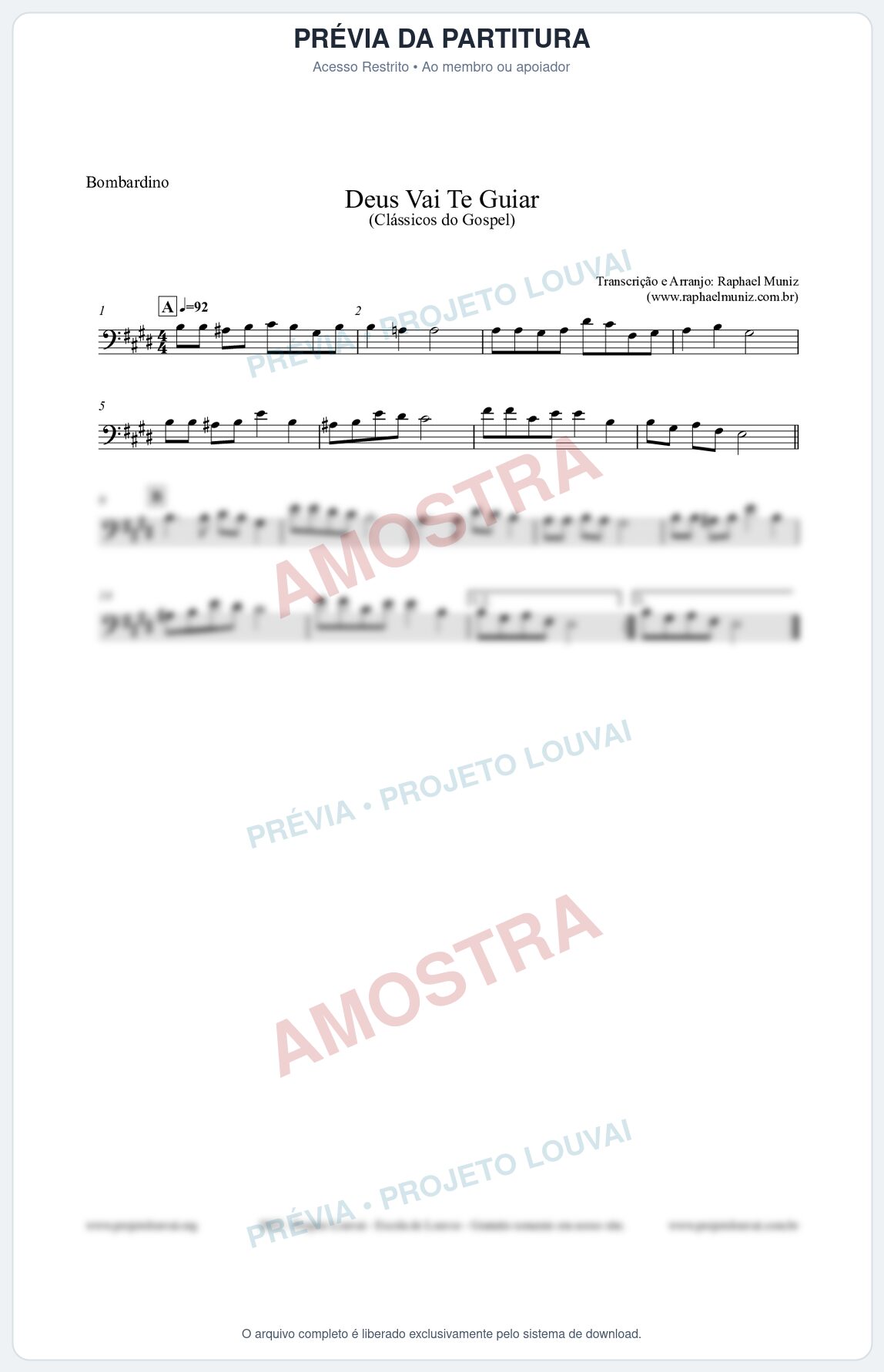 Prévia protegida da primeira página da partitura Partitura para Bombardino - Deus Vai Te Guiar - Harpa Cristã nº28 - Clássicos do Gospel