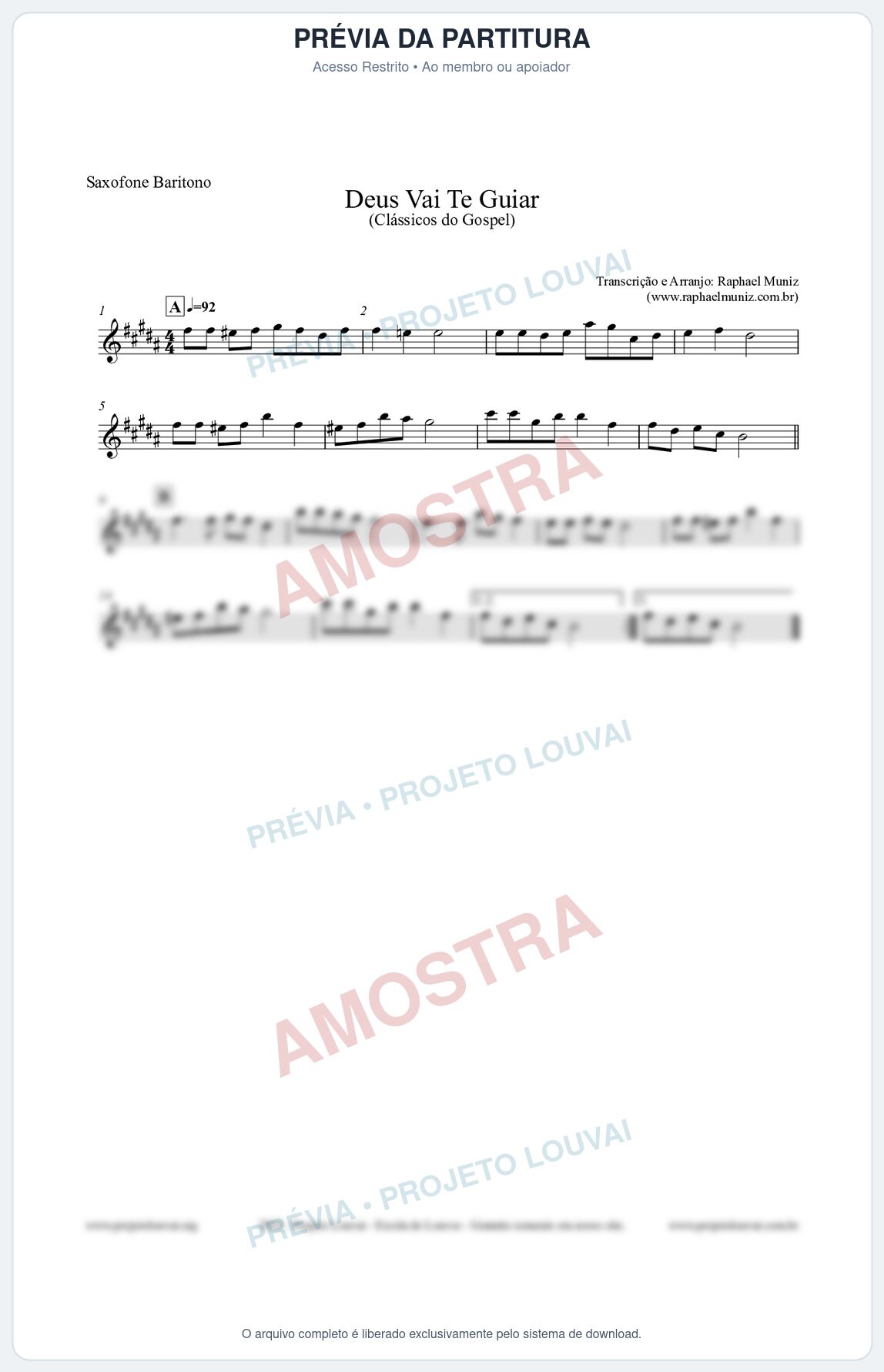 Prévia protegida da primeira página da partitura Partitura para Saxofone Barítono - Deus Vai Te Guiar - Harpa Cristã nº28 - Clássicos do Gospel