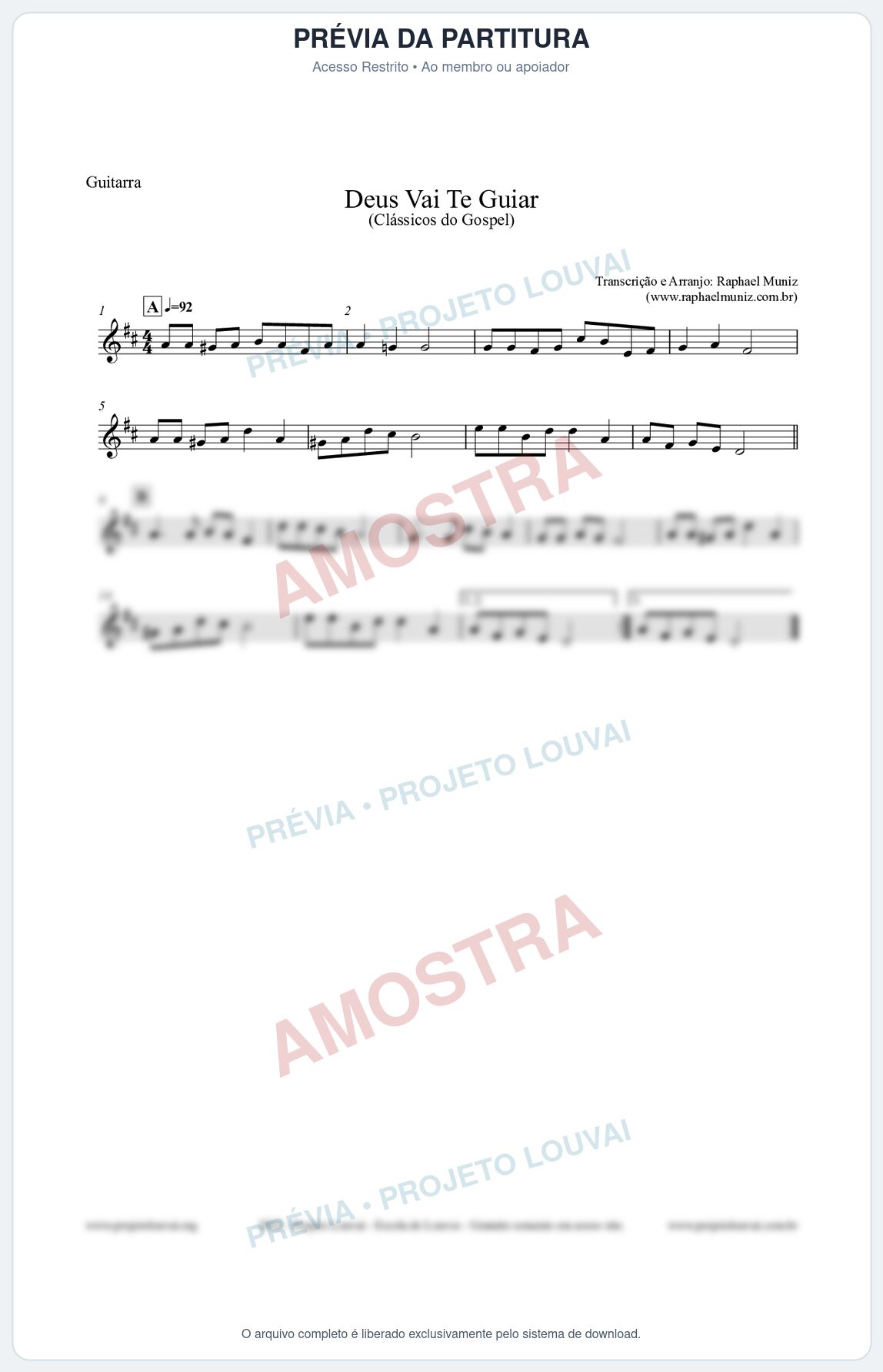 Prévia protegida da primeira página da partitura Partitura para Guitarra - Deus Vai Te Guiar - Harpa Cristã nº28 - Clássicos do Gospel